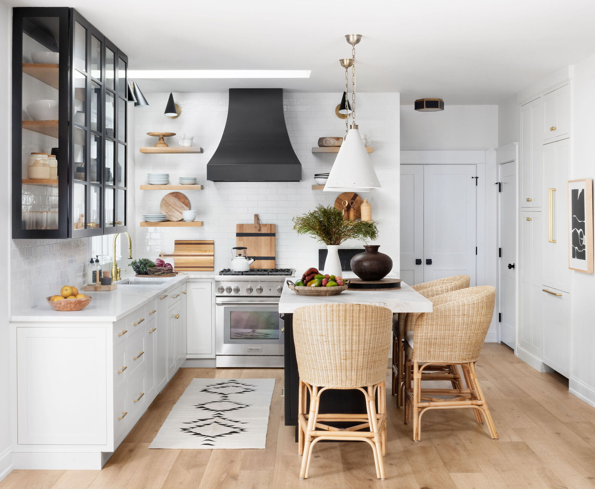 flush fridge black and white kitchen stephanie kraus designs