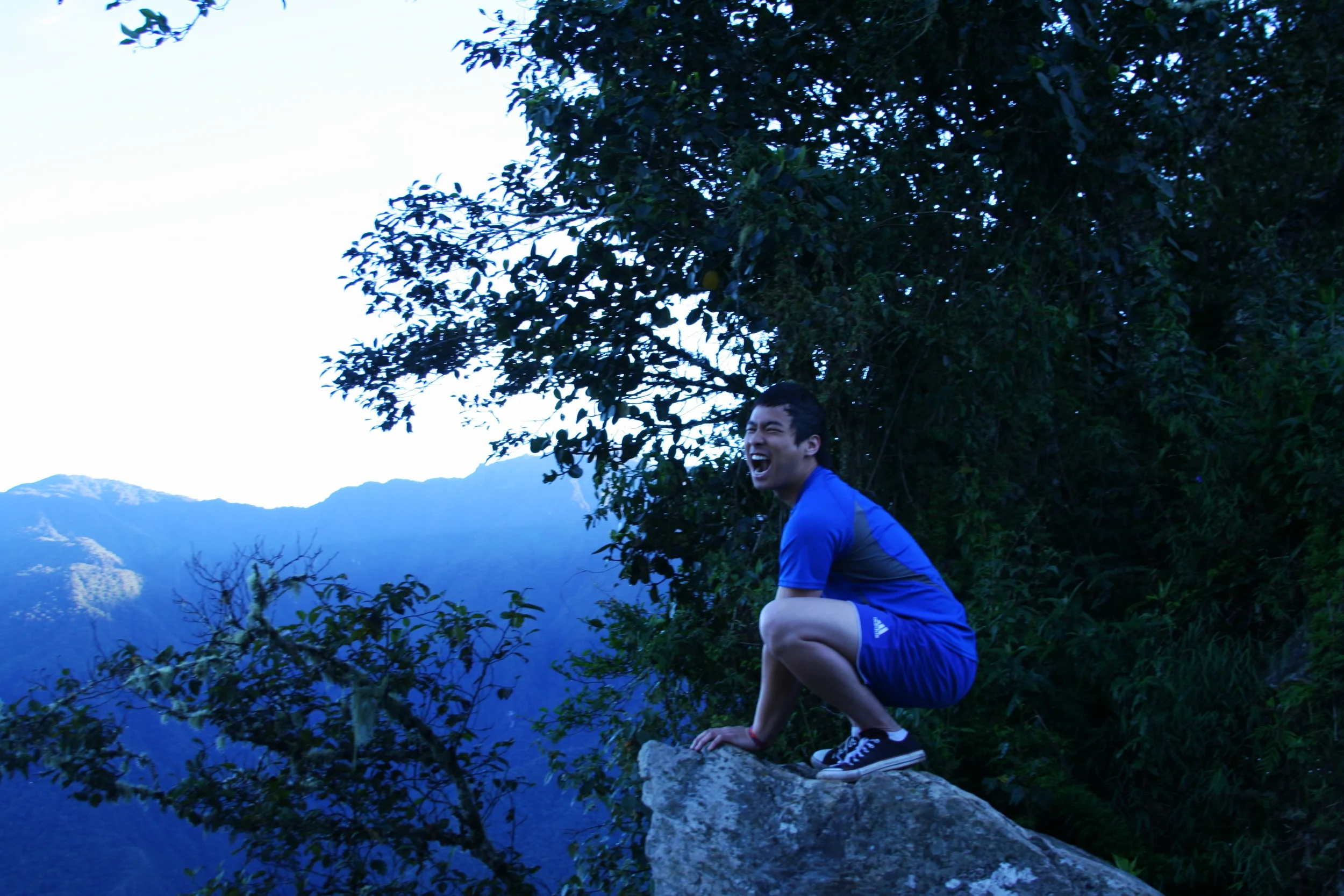 Practicing "Puma Pose" on the way to machu picchu