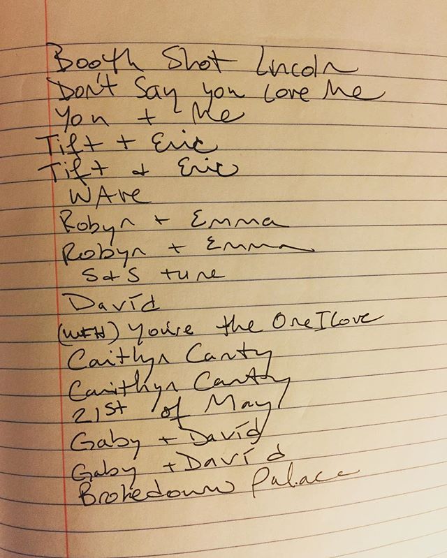 11:30 pm and only 1 hour till showtime at Folk Alliance, folks. @watkinsfamilyhour hits the &quot;stage&quot; at 12:30am in the @daddarioandco Room (615) at the Westin. Here's a little sneak peak at our set list with very special guests @tiftmerritt 