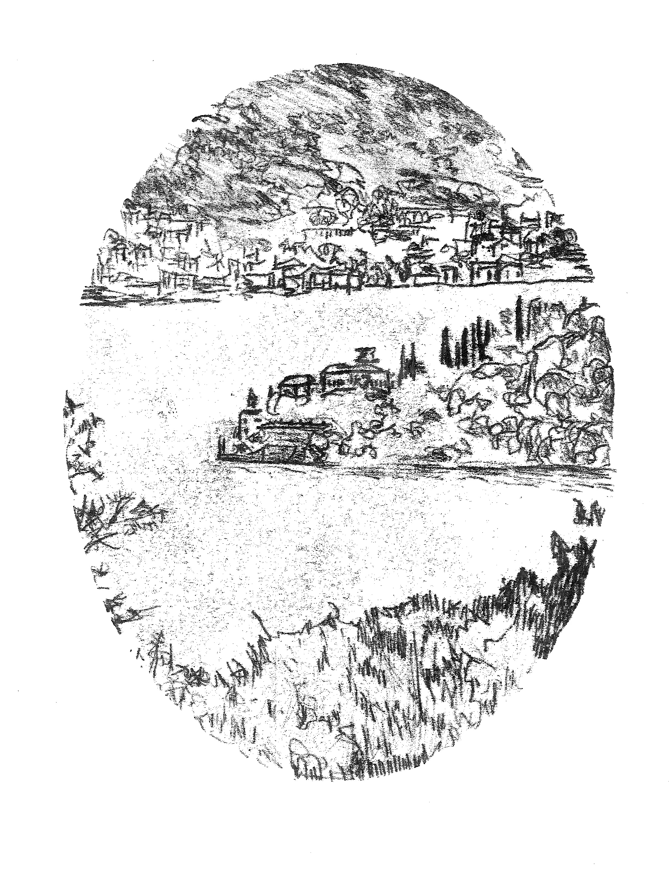 'Villa Balbianello, Lago di Como', 2015, monoprint on 183gsm cartridge paper, 21 x 29.5 cm