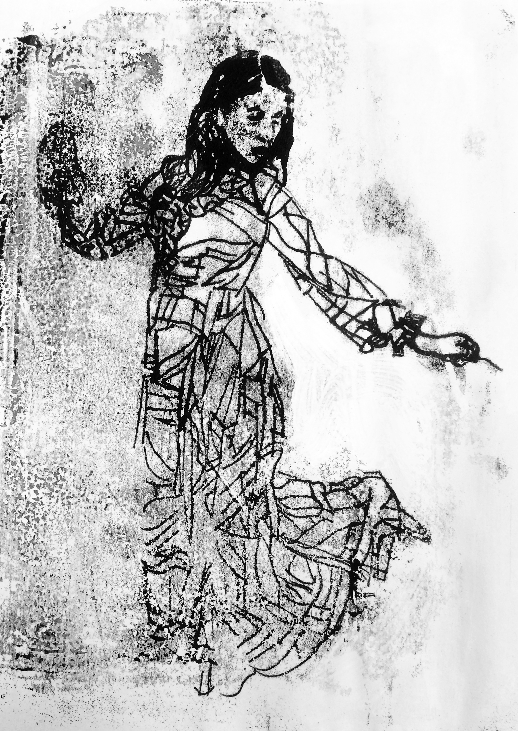 'Lady', 2015, Monoprint on plain paper, 21 x 29.5 cm