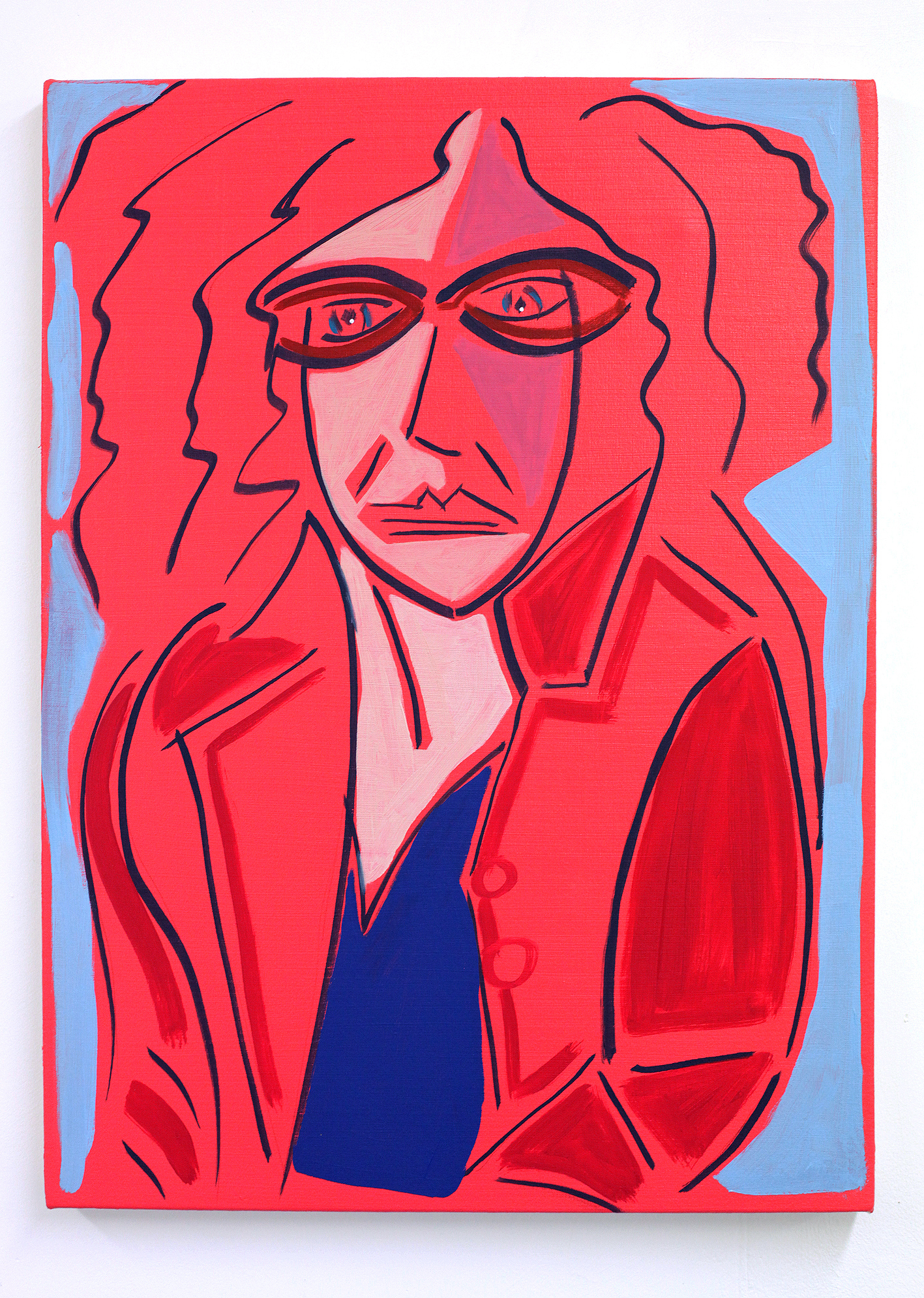 'Fraubraun (with red felt jacket from the Italian market)', 2015/17, oil on canvas, 30 x 40 cm