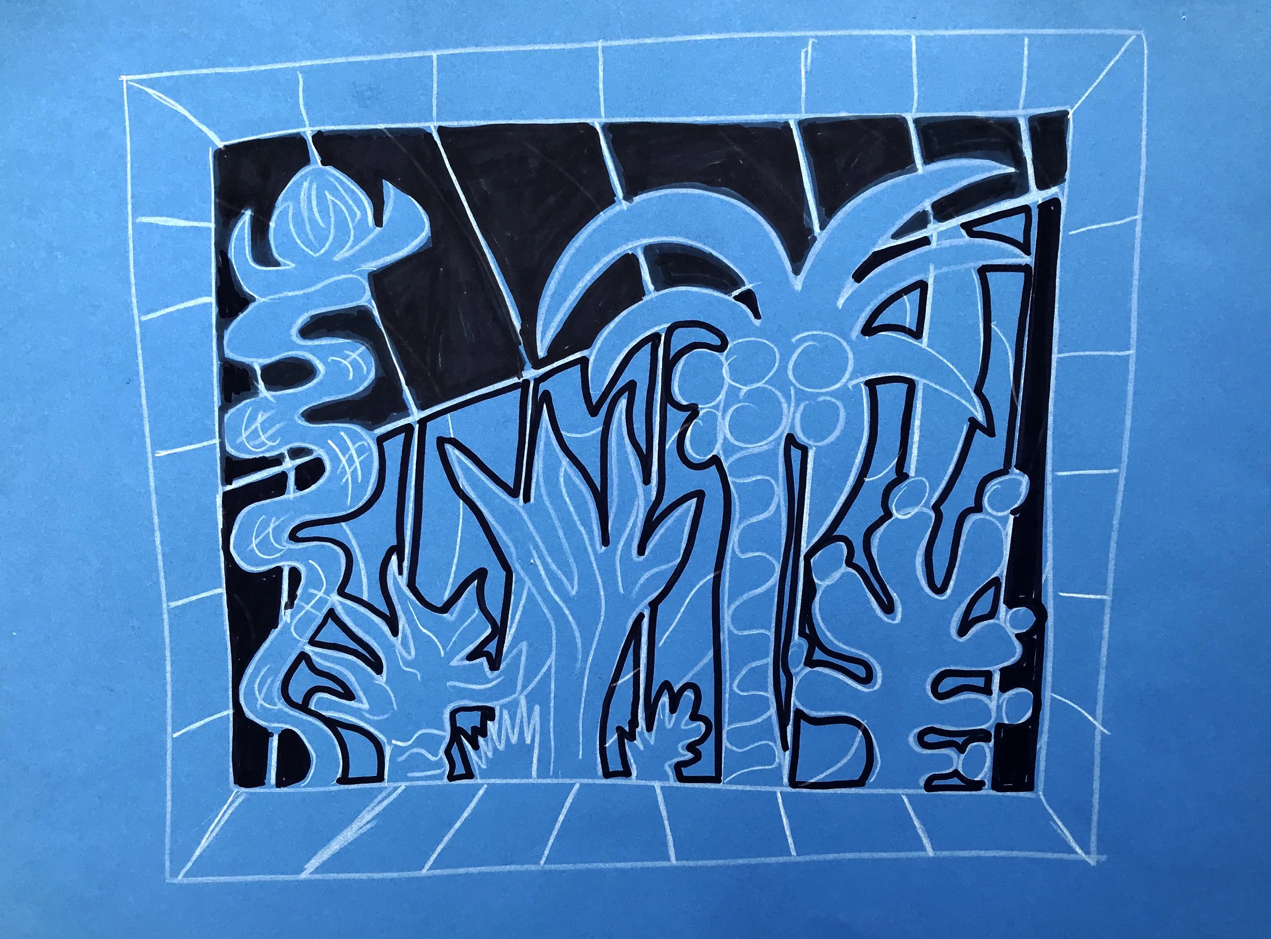 HotHouse, 2018, feltip and colour pencil on paper, 42 x 29.5cm