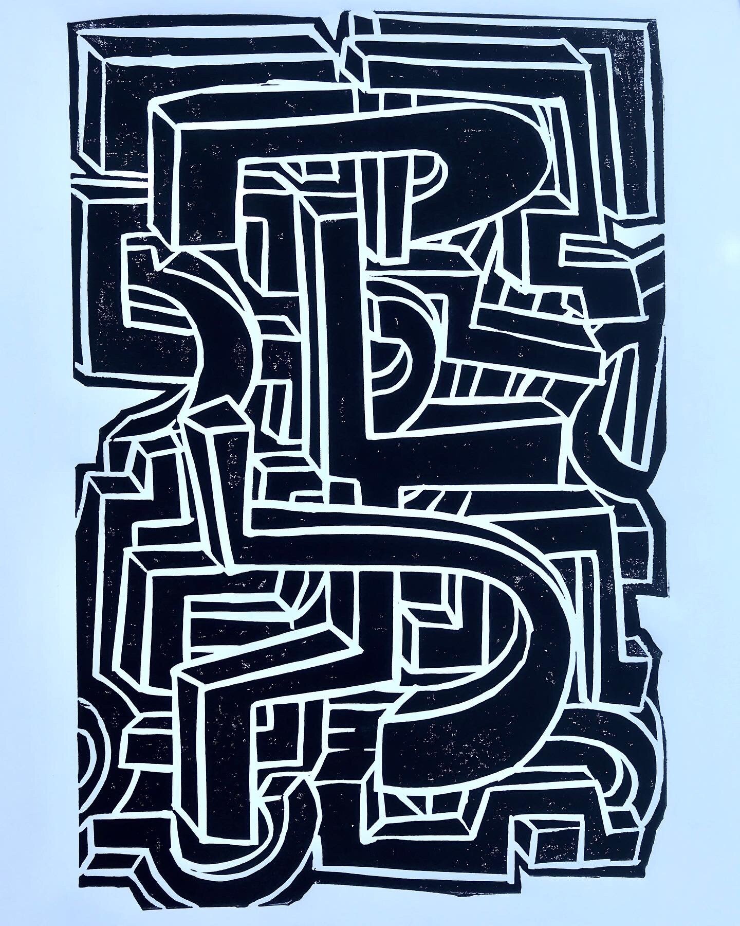 PLOP, lino print on paper, 21 x 29 cm, 2020