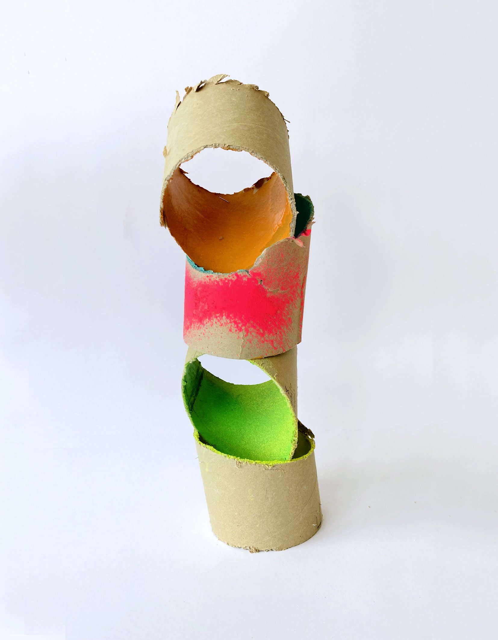 Collapse 1, fabric roll cut with a saw and then spray painted, 30 cm x 10 cm, 2023