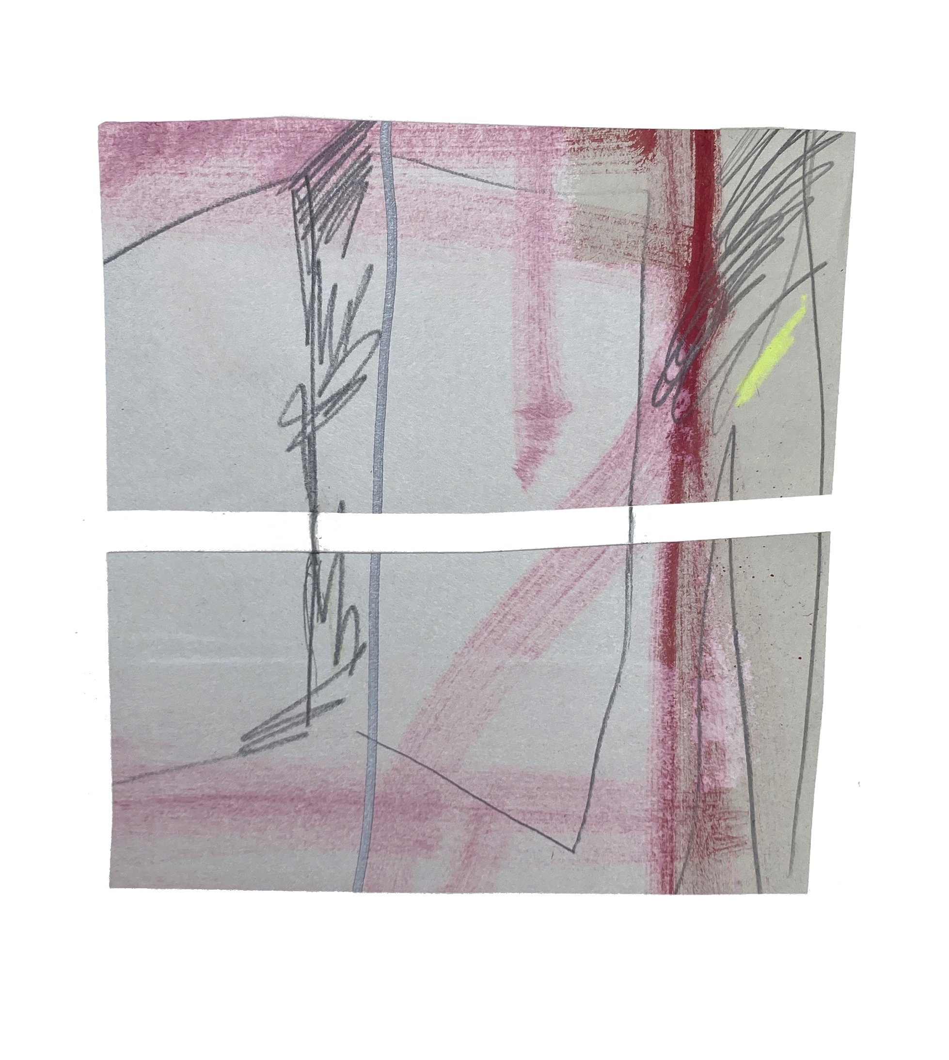 Notation 23.10.23c, mixed media on newsprint, 15 cm x 15 cm, 2023