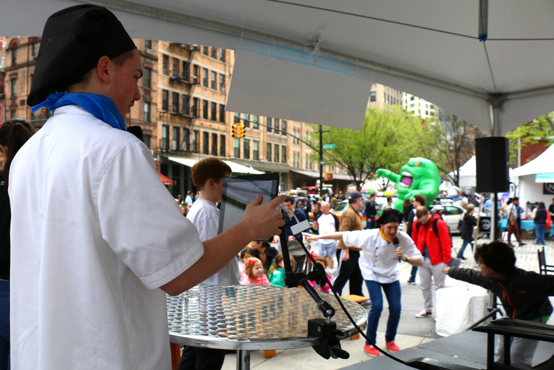 The Chefs showing off some secret recipes on stage with human animation