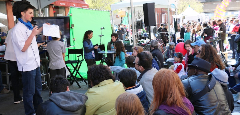 Teaching an animation secret recipes at the Tribeca Film Festival Street Fair in New York City.