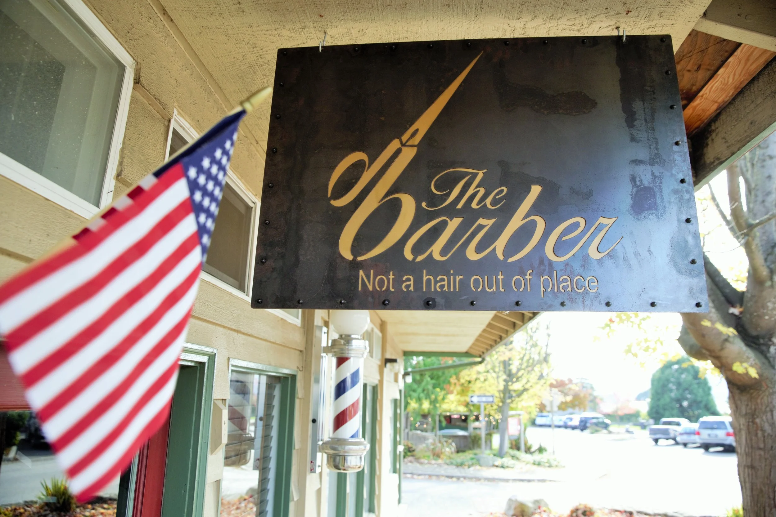 Custom raw steel sign for "The Barber" in Eastsound ,WA