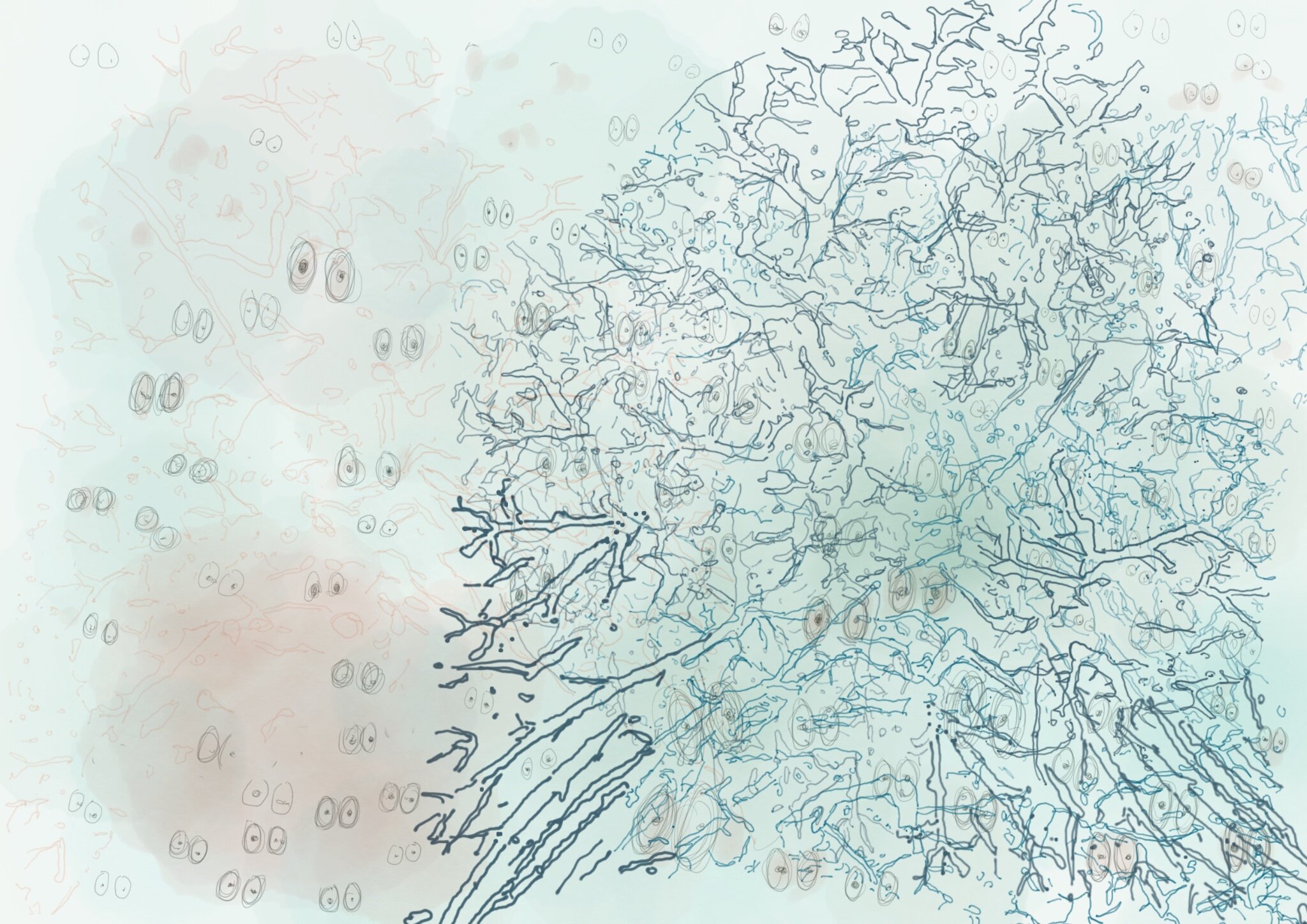 The Trembling. Travelling through my lungs, in which I become transparent to myself. With eyes