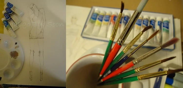 Sketching my ladies...Prepping the watercolors