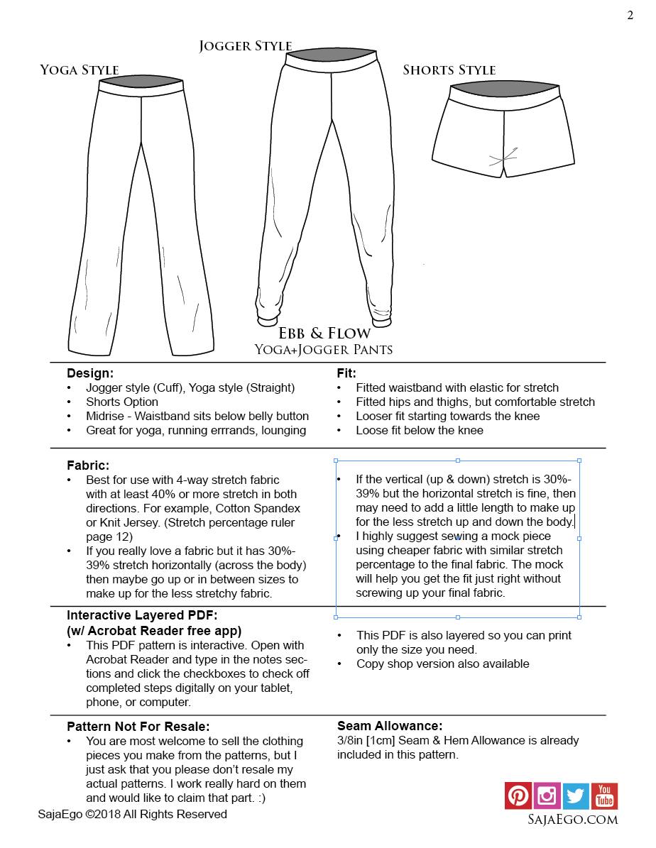 Yoga Pants and Jogger Pants, PDF Sewing Pattern, Instant Free Download ...