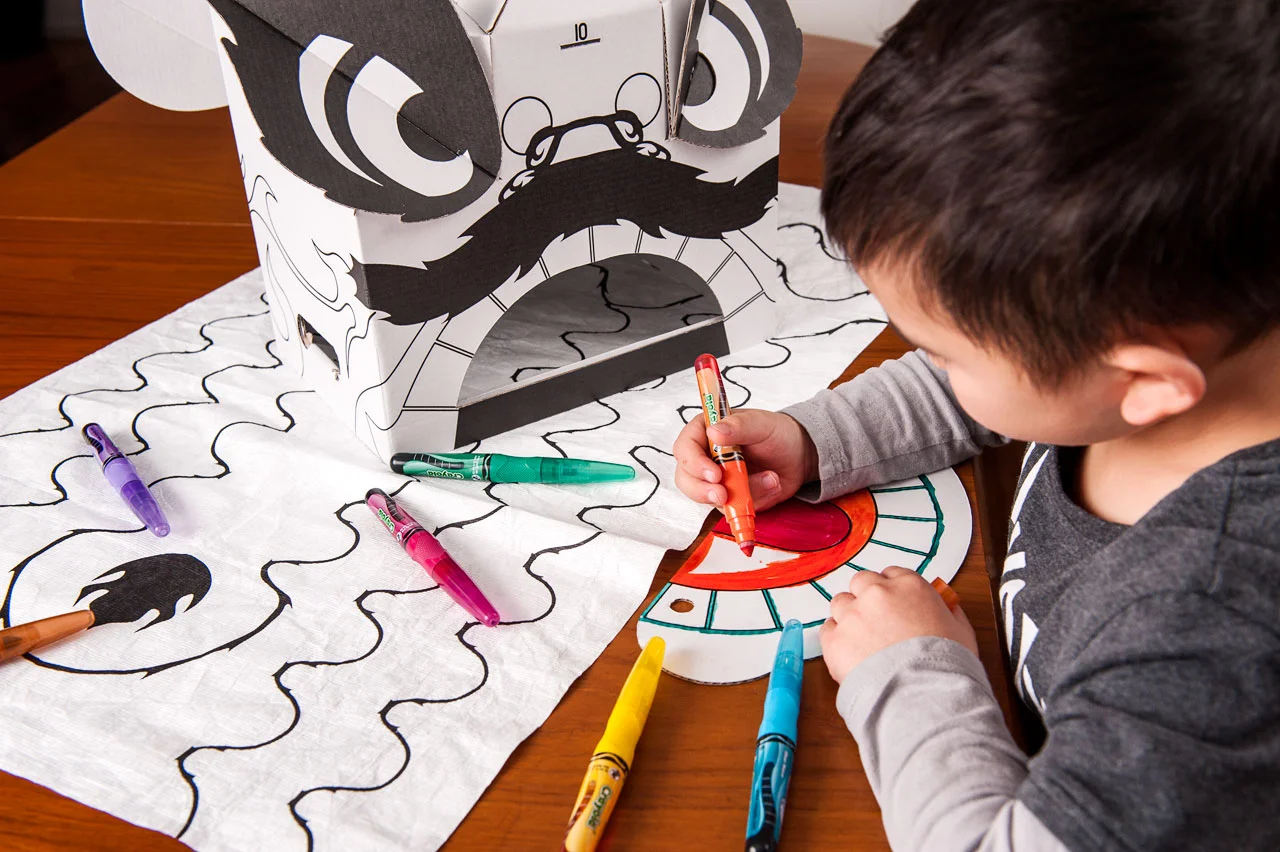 Colour-in Kwan the Chinese Lion