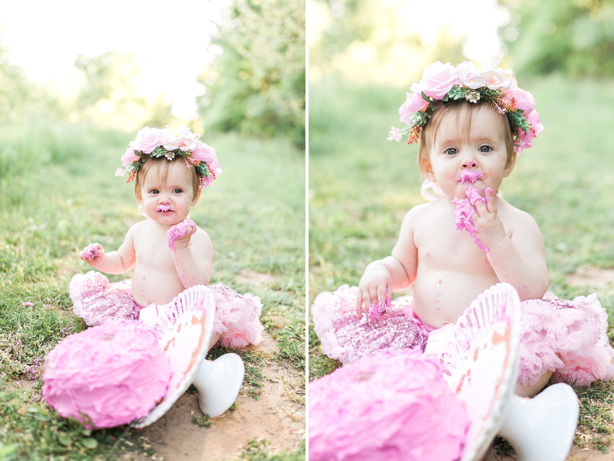 First Birthday Photos | Baby girl | Pink tutu | Cake Smash | Family Photos | Flower crown | What to Wear | Intersex Variation