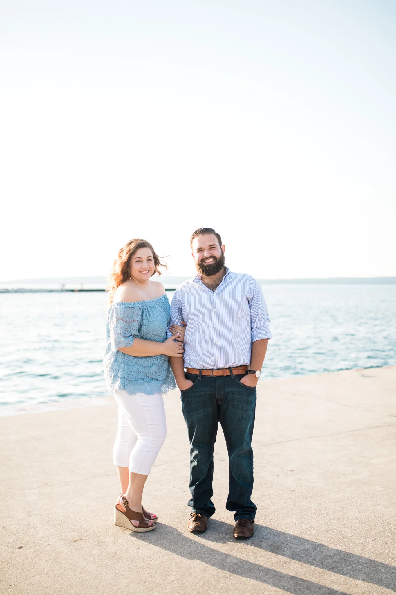 Romantic Petoskey Michigan Proposal on the Pier with Rose Trail | How He Asked | She Said Yes | Laurenda Marie Photography