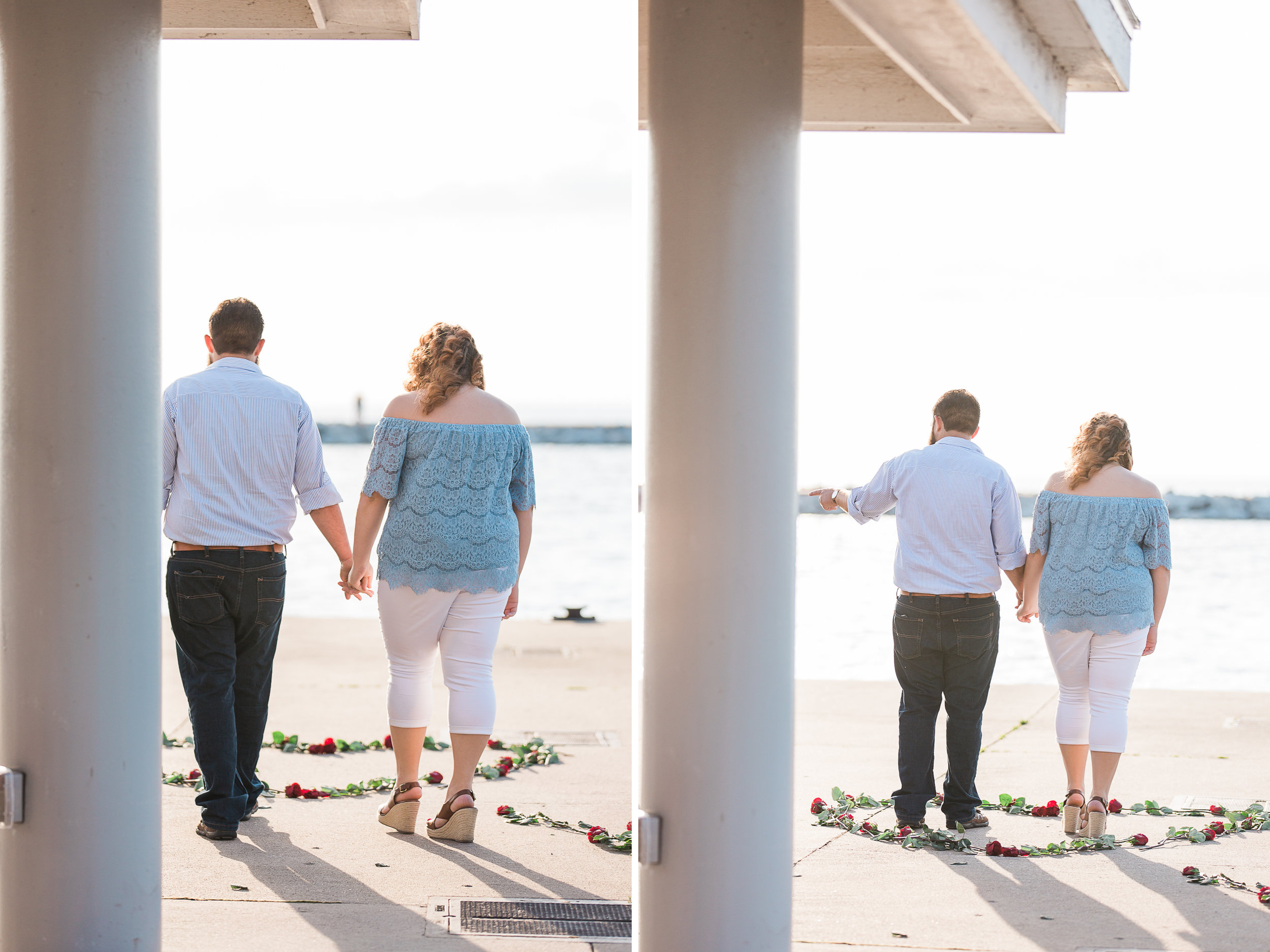Romantic Petoskey Michigan Proposal on the Pier | How He Asked | She Said Yes | Laurenda Marie Photography