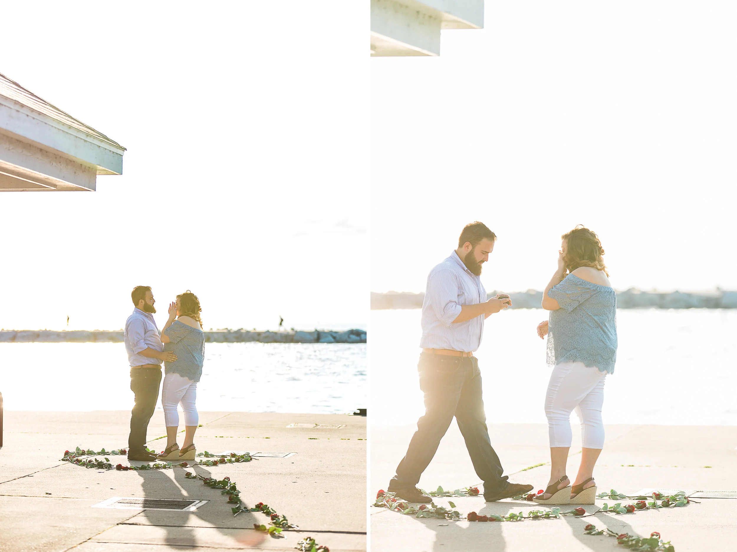 Romantic Petoskey Michigan Proposal on the Pier with Rose Trail | How He Asked | She Said Yes | Laurenda Marie Photography