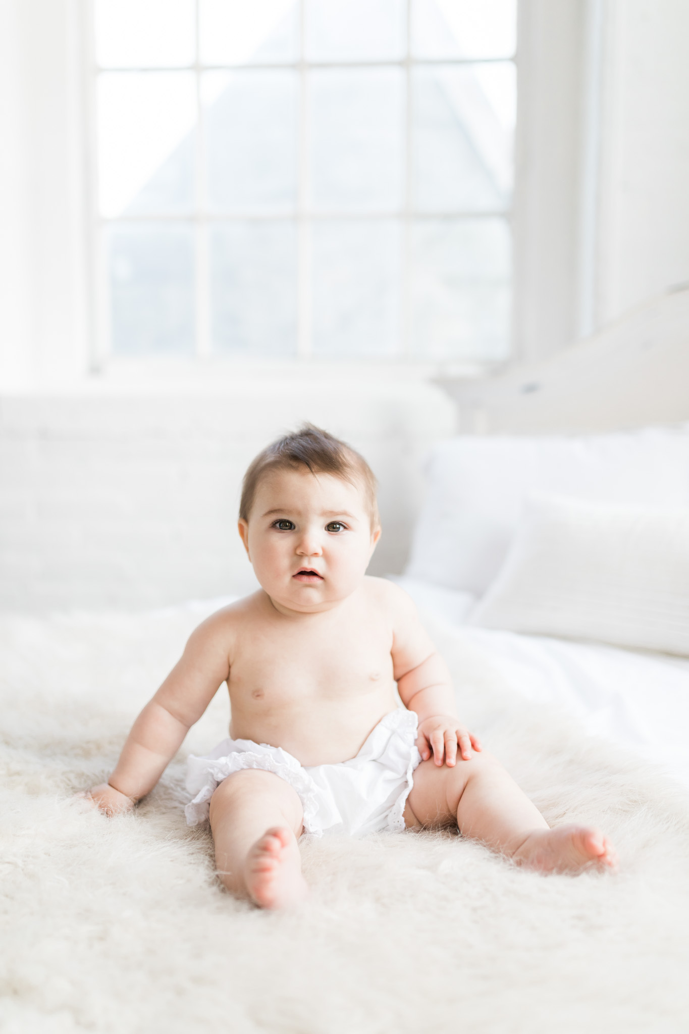 8 Month Baby Girl White Studio Session :: Natural Light :: Grand Rapids Michigan