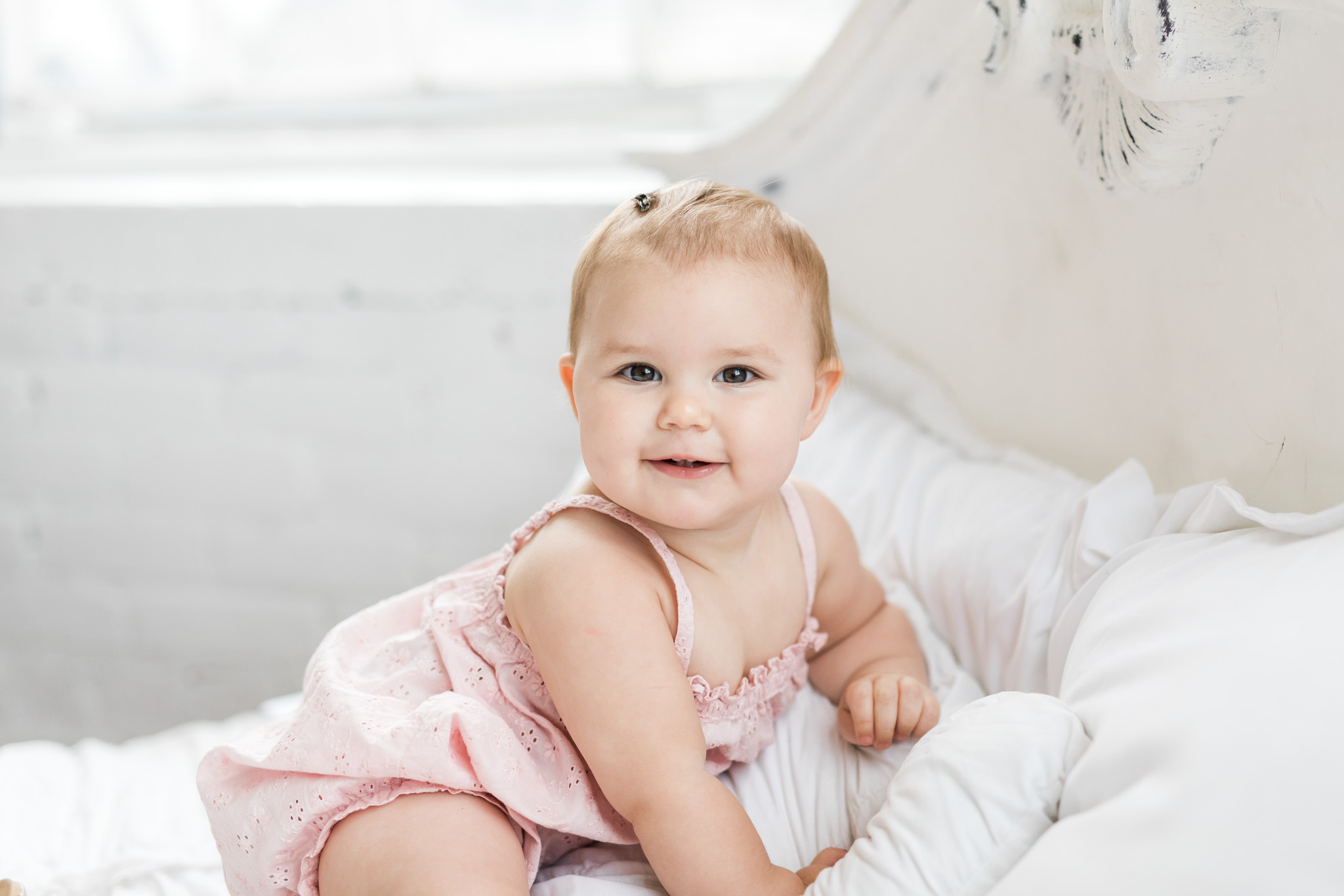 Natural Light Studio Session | One Year Old Baby Girl In Studio | All White Studio | Laurenda Marie Photography