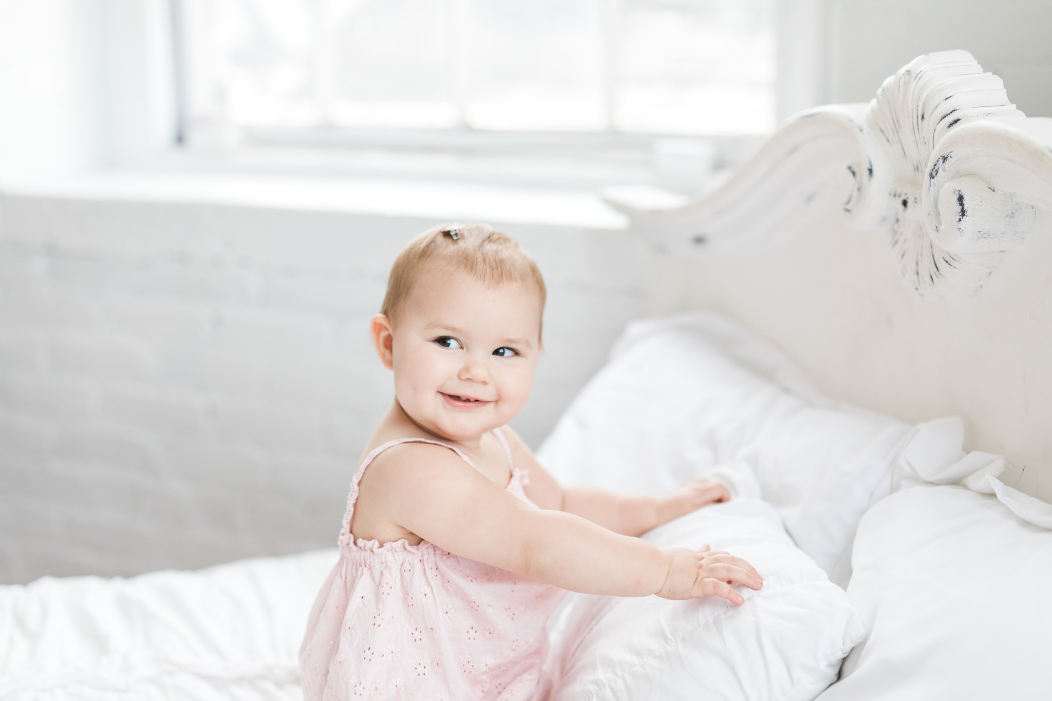 Natural Light Studio Session | One Year Old Baby Girl In Studio | All White Studio | Laurenda Marie Photography