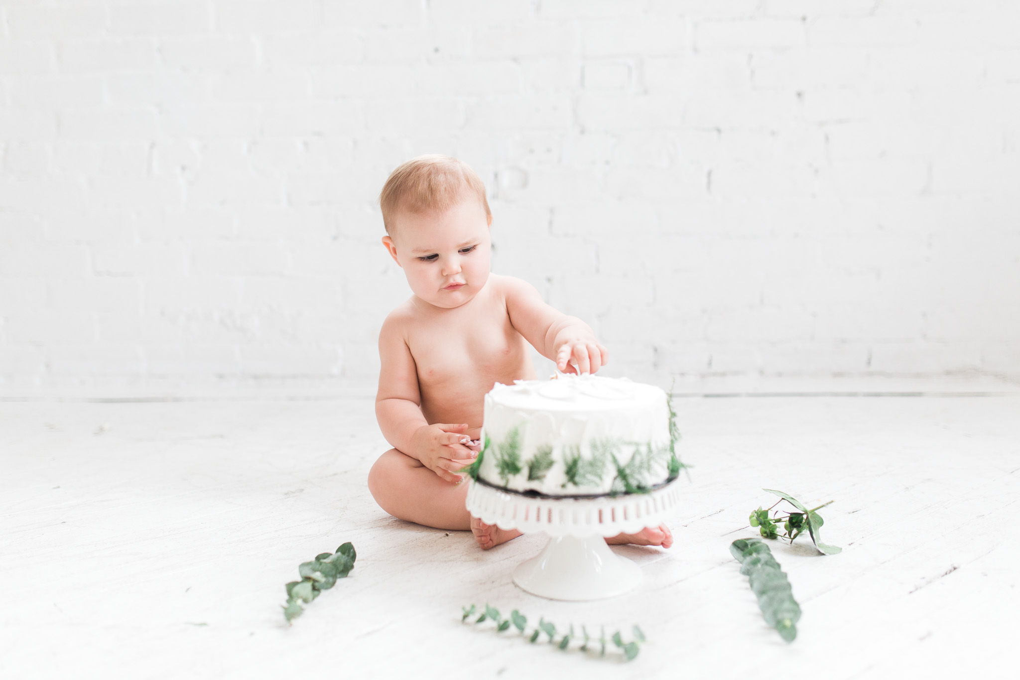 Simple + Raw +  Minimalistic Cake Smash Session | Natural Light Studio | One Year Old Baby Girl | Pink Ruffle Diaper Cover