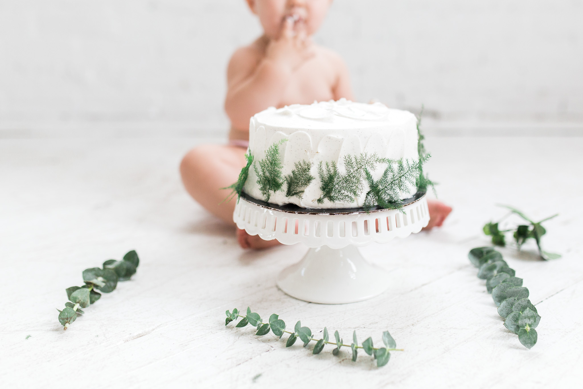 Simple + Raw + Minimalistic Cake Smash Session | Natural Light Studio | One Year Old Baby Girl | Pink Ruffle Diaper Cover