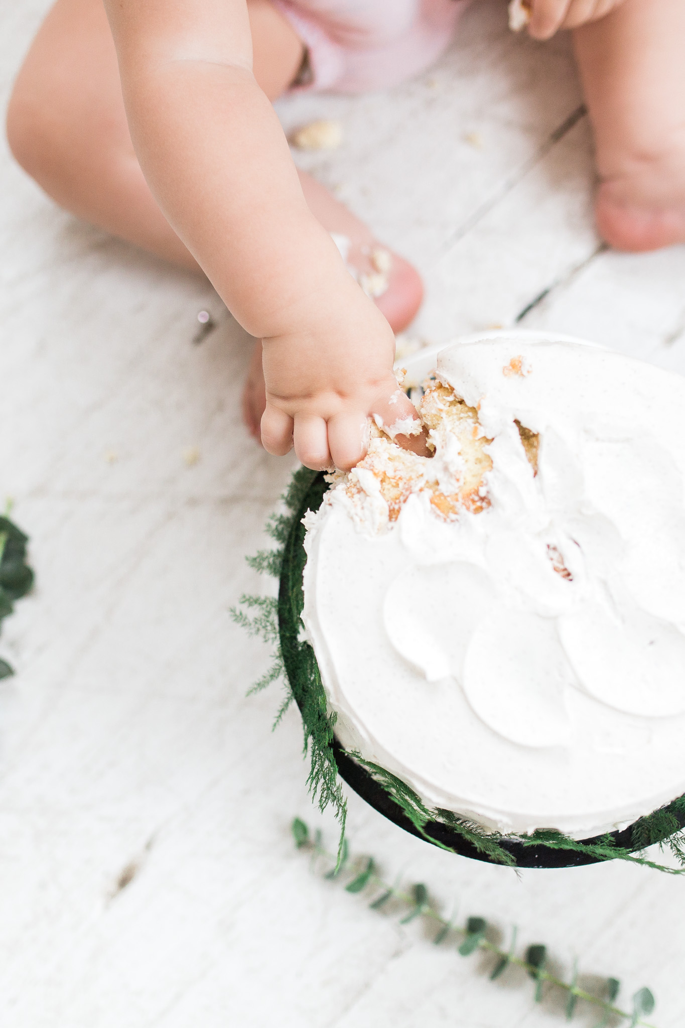 Simple + Raw + Minimalistic Cake Smash Session | Natural Light Studio | One Year Old Baby Girl | Pink Ruffle Diaper Cover