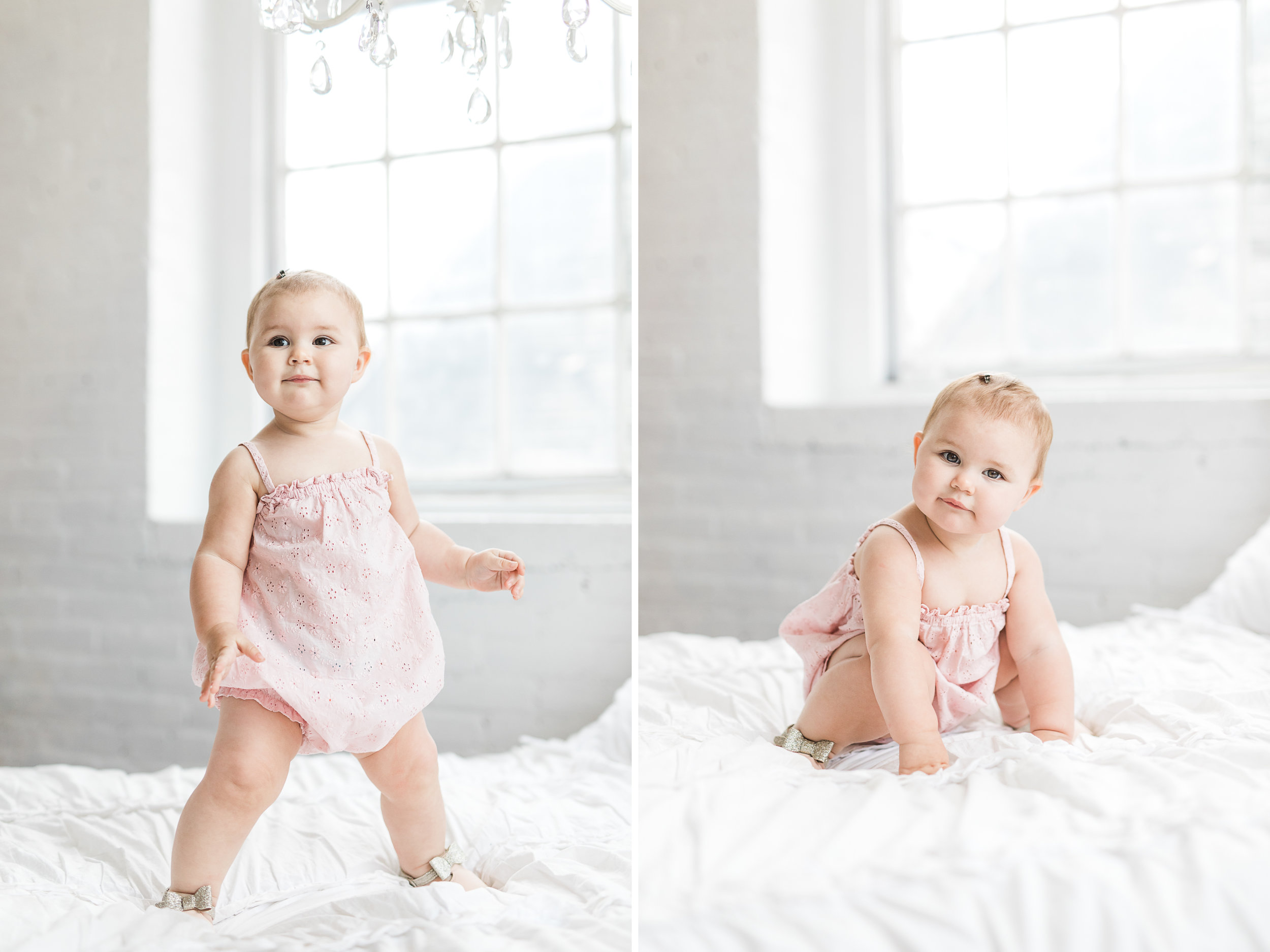 Natural Light Studio Session | One Year Old Baby Girl In Studio | All White Studio | Laurenda Marie Photography