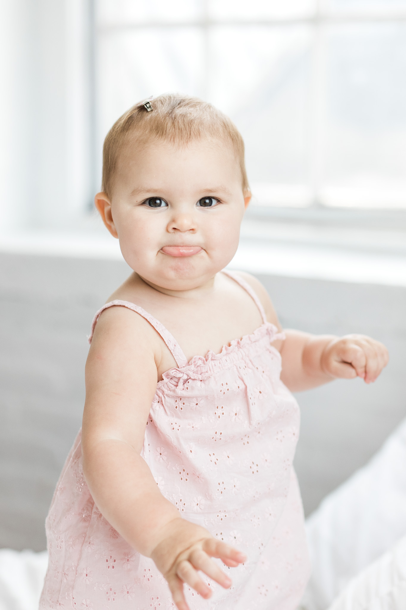 Natural Light Studio Session | One Year Old Baby Girl In Studio | All White Studio | Laurenda Marie Photography