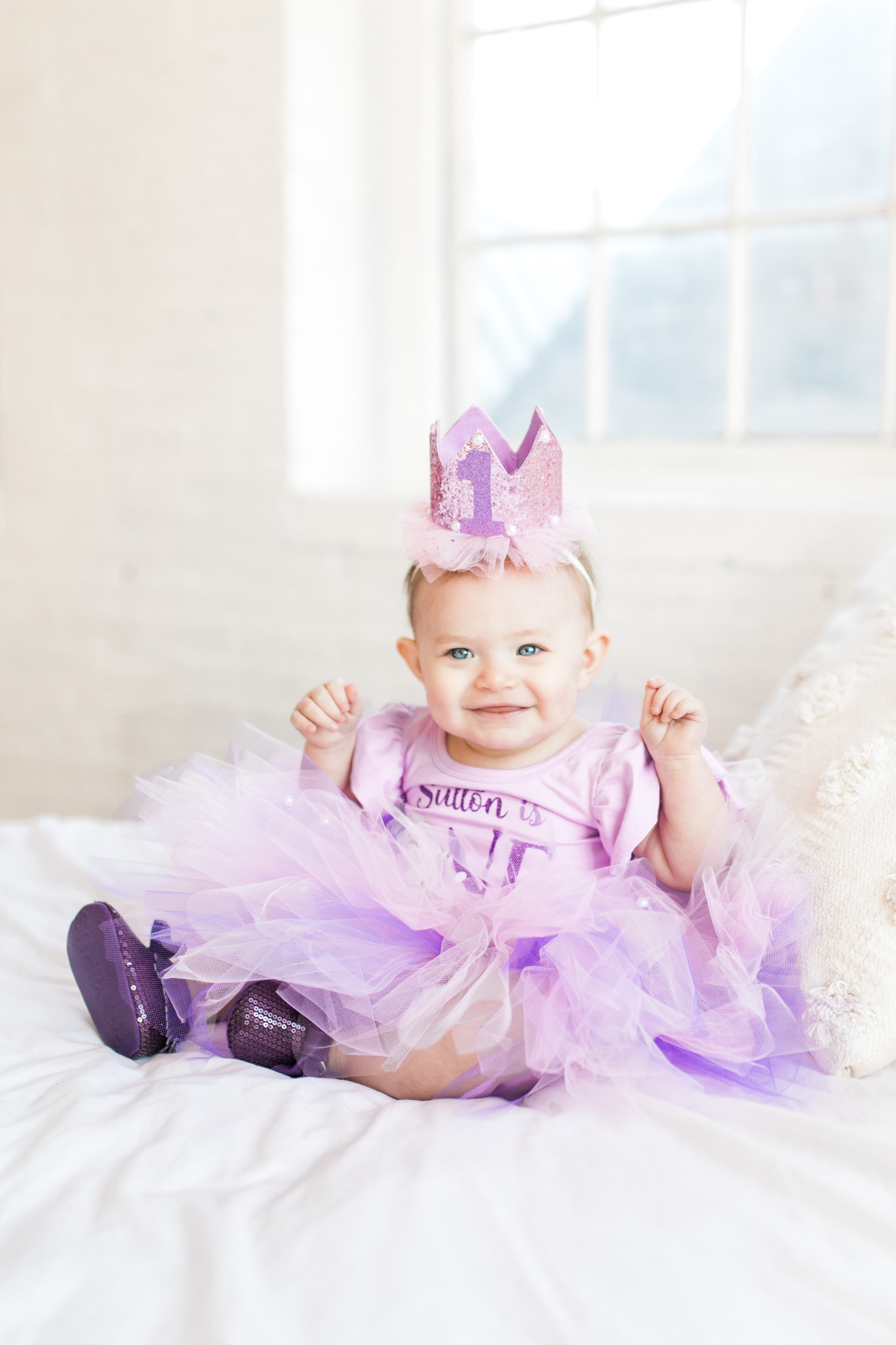 First Birthday Session In Studio | Cake Smash Donut Smash Session | Purple Tutu Skirt Baby Girl