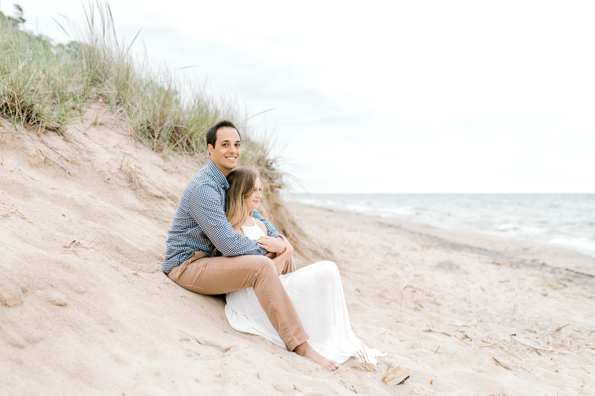 Dreamy Lake Michigan Beach Session | West Michigan Engagement | Cloudy Beach Session | Laurenda Marie Photography | West Michigan Wedding Photographer