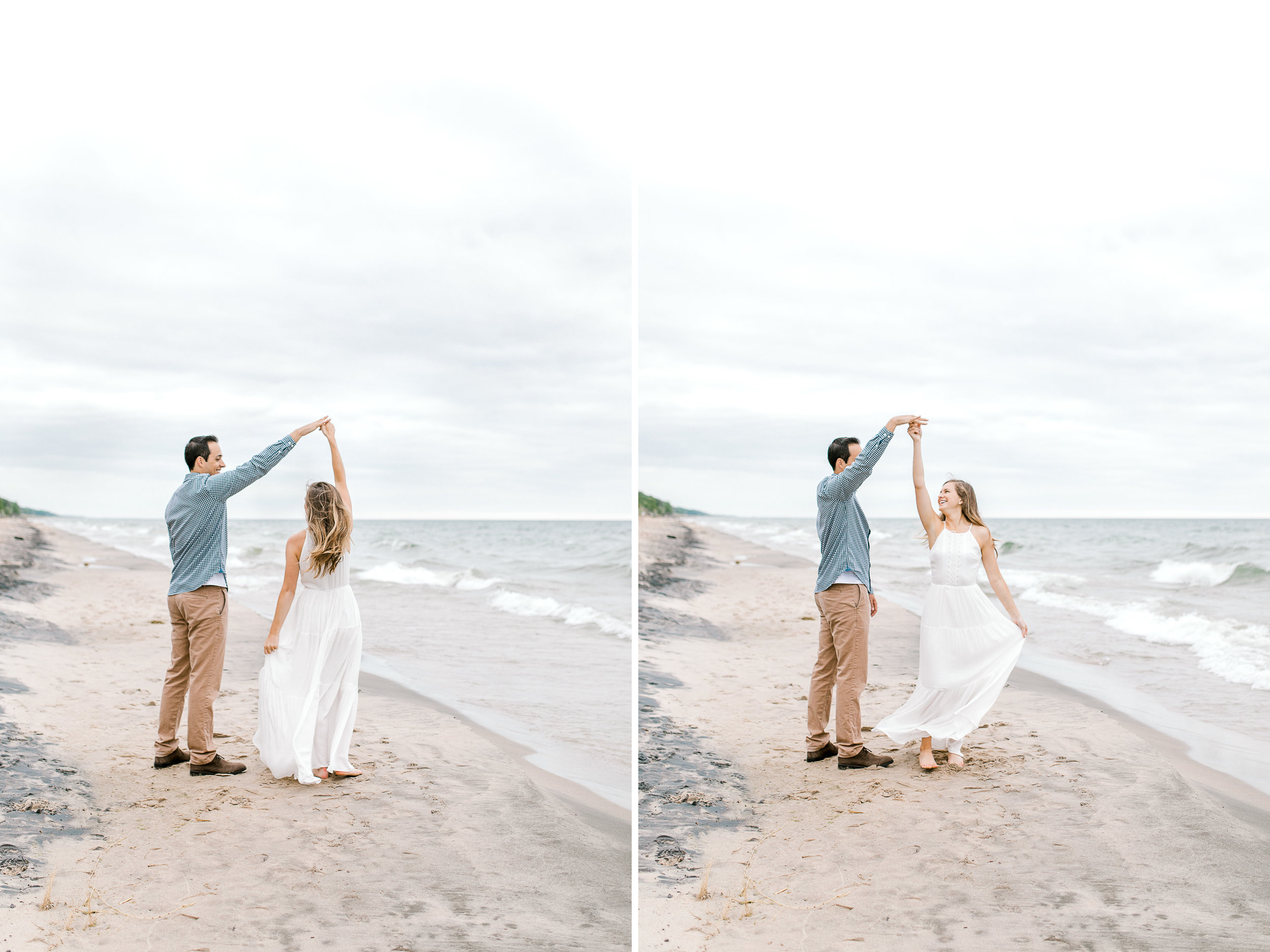 Dreamy Lake Michigan Beach Session | West Michigan Engagement | Cloudy Beach Session | Laurenda Marie Photography | West Michigan Wedding Photographer
