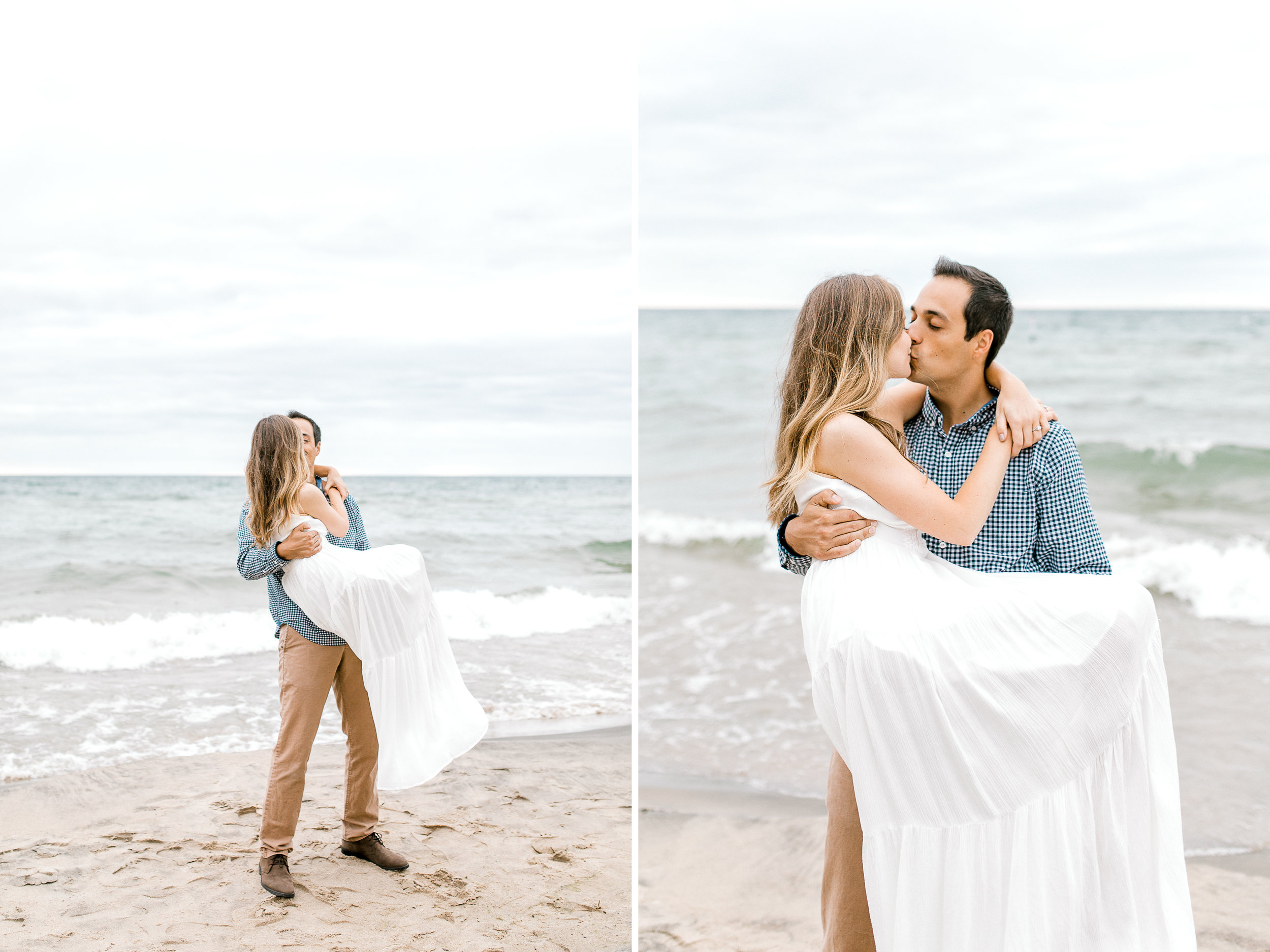 Dreamy Lake Michigan Beach Session | West Michigan Engagement | Cloudy Beach Session | Laurenda Marie Photography | West Michigan Wedding Photographer