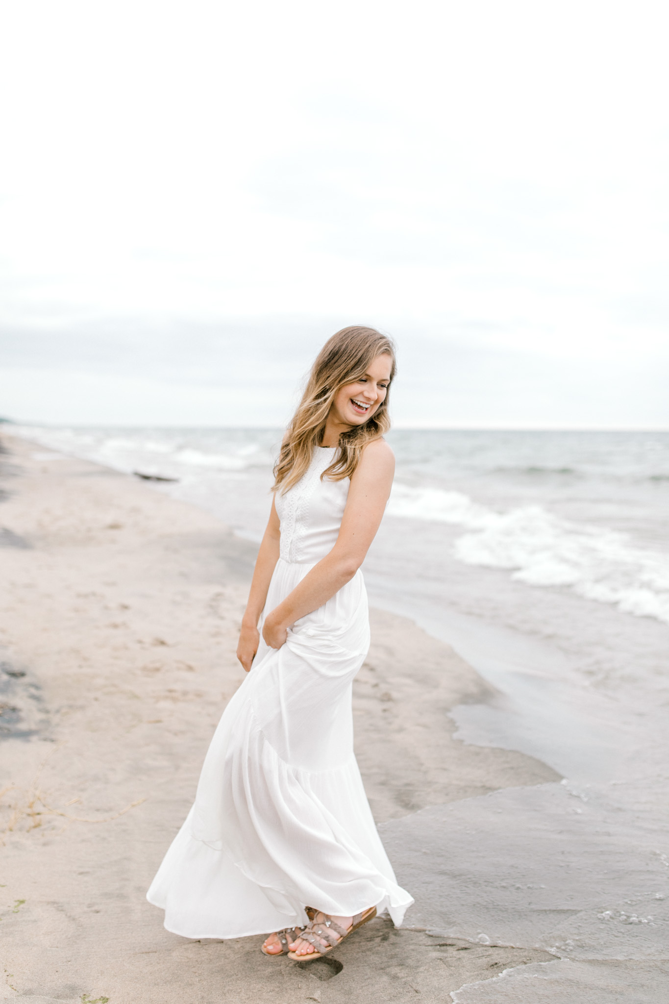 Dreamy Lake Michigan Beach Session | West Michigan Engagement | Cloudy Beach Session | Laurenda Marie Photography | West Michigan Wedding Photographer