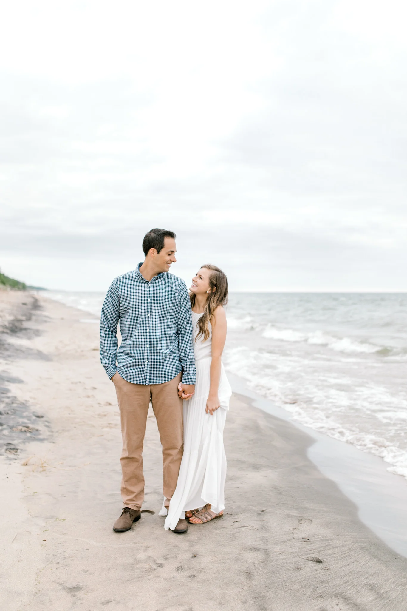 Dreamy Lake Michigan Beach Session | West Michigan Engagement | Cloudy Beach Session | Laurenda Marie Photography | West Michigan Wedding Photographer