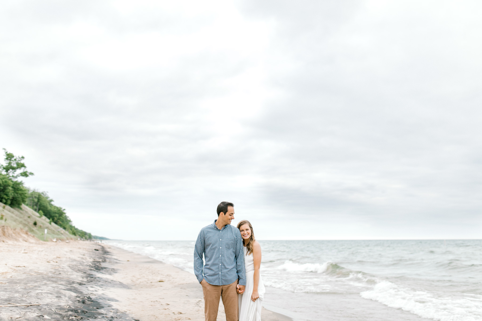Dreamy Lake Michigan Beach Session | West Michigan Engagement | Cloudy Beach Session | Laurenda Marie Photography | West Michigan Wedding Photographer