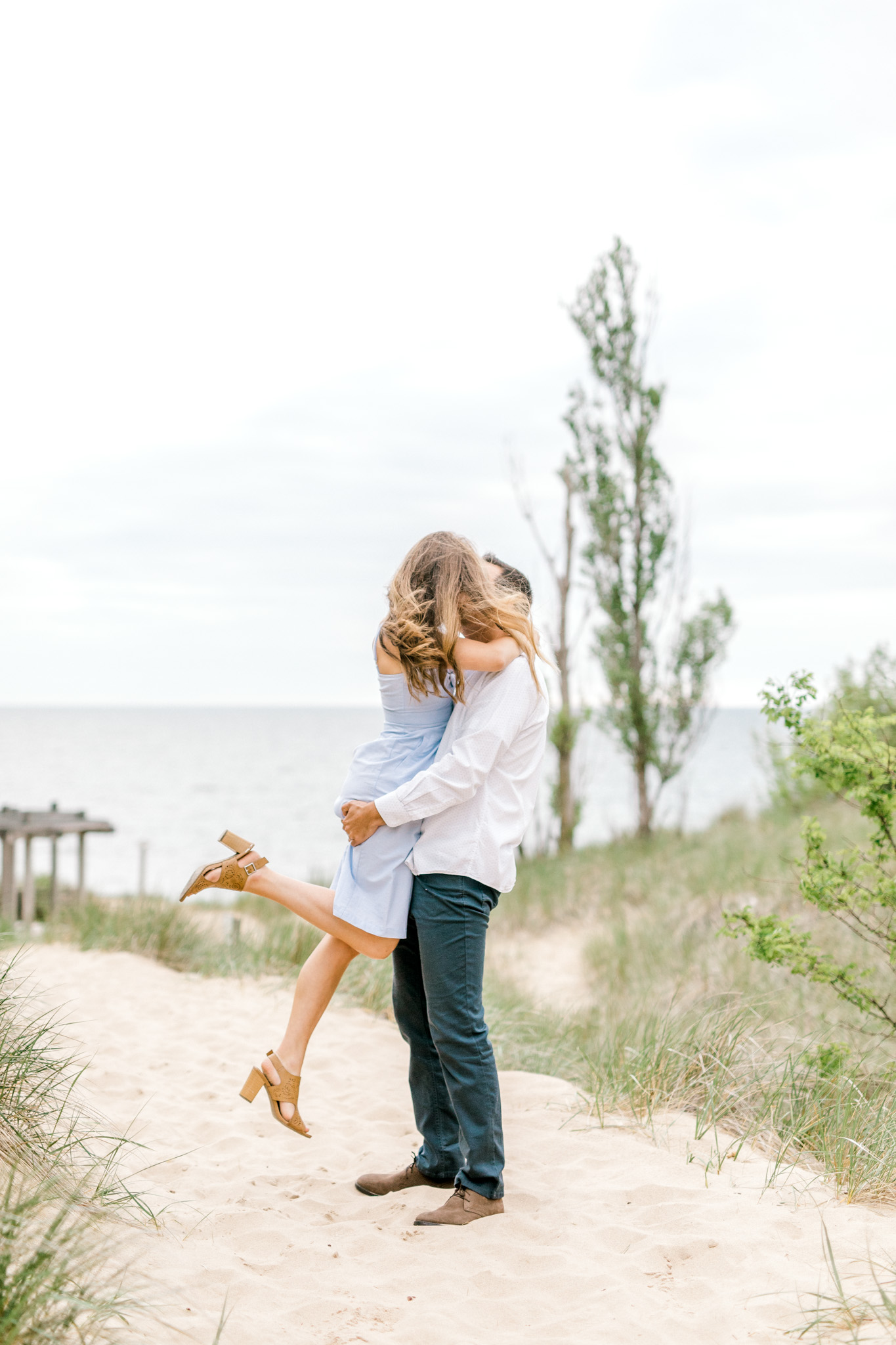 Dreamy Lake Michigan Beach Session | West Michigan Engagement | Cloudy Beach Session | Laurenda Marie Photography | West Michigan Wedding Photographer