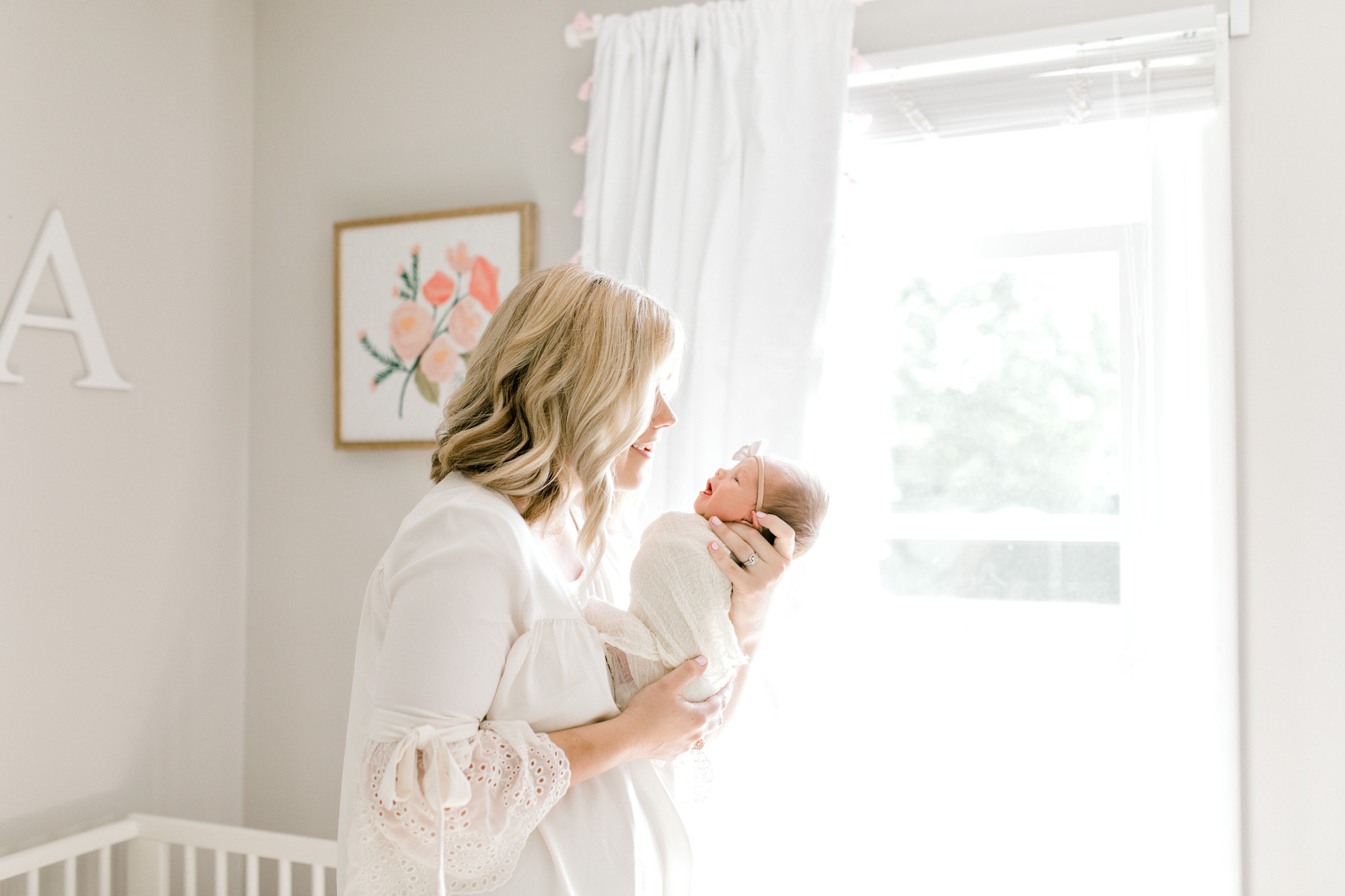 Light & Airy In-Home Newborn Lifestyle Session | Neutral Baby Girl Floral Nursery | Natural Light Lifestyle Session | Laurenda Marie Photography | West Michigan