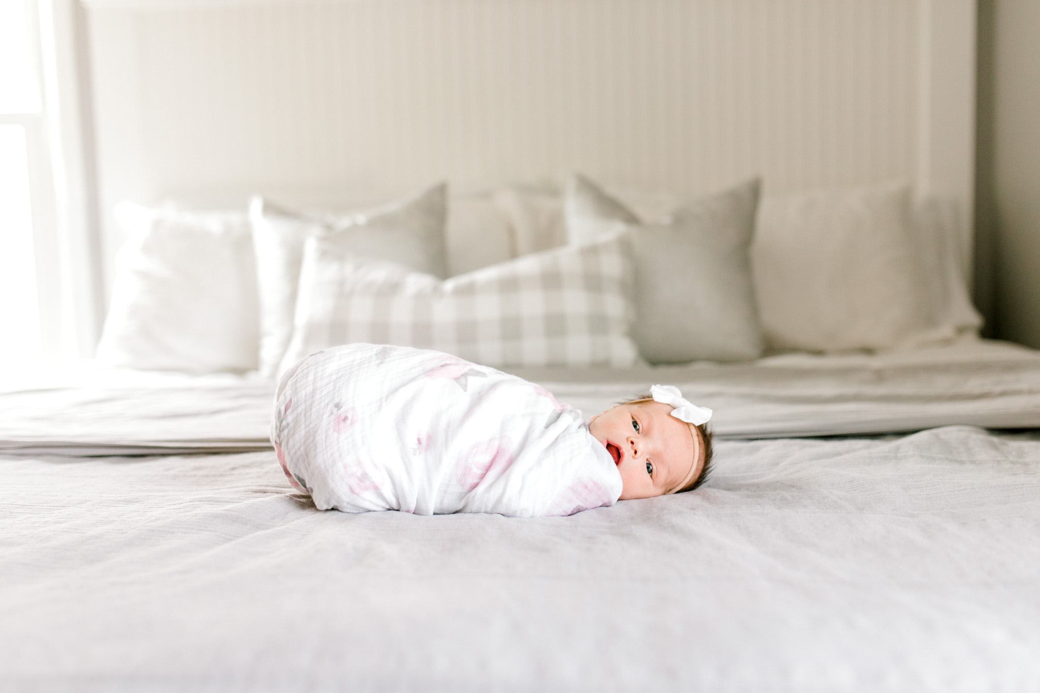 Light & Airy In-Home Newborn Lifestyle Session | Neutral Baby Girl Floral Nursery | Natural Light Lifestyle Session | Laurenda Marie Photography | West Michigan