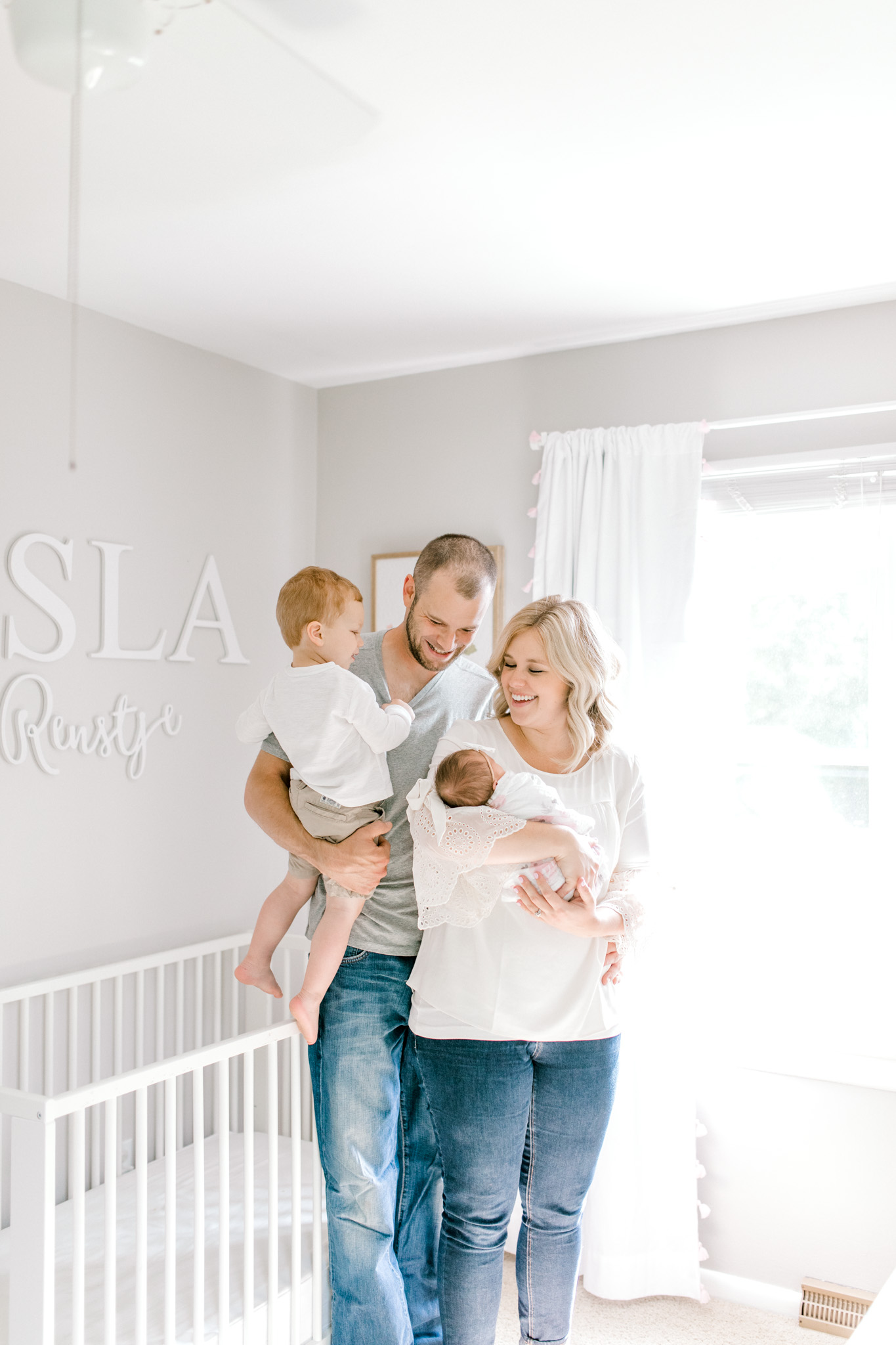 Light & Airy In-Home Newborn Lifestyle Session | Neutral Baby Girl Floral Nursery | Natural Light Lifestyle Session | Laurenda Marie Photography | West Michigan