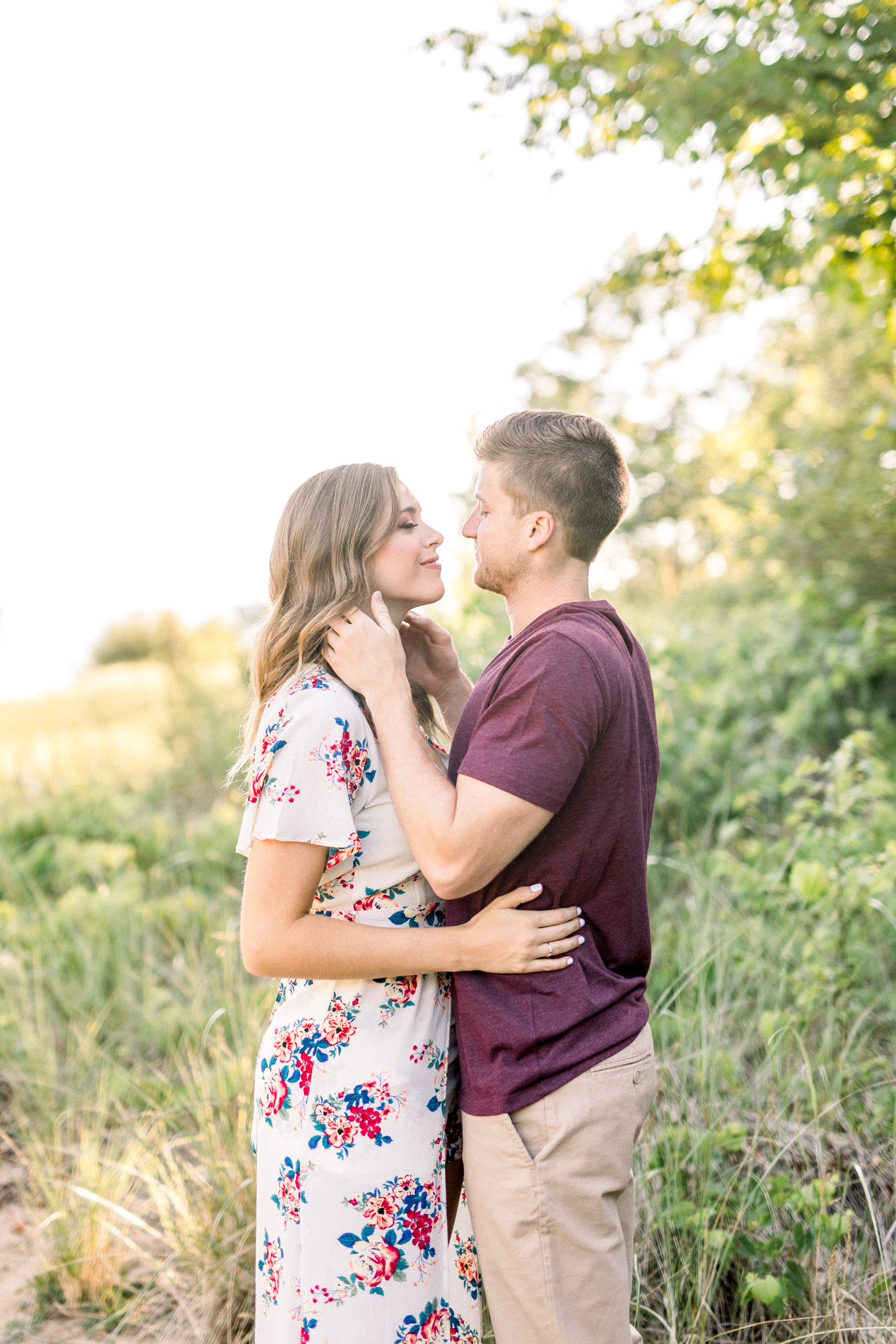 Beautiful Summer Shoreline Engagement Session on Lake Michigan | Beach Engagement | Laurenda Marie Photography | What to Wear to an Engagement Session | West Michigan Wedding Photographer