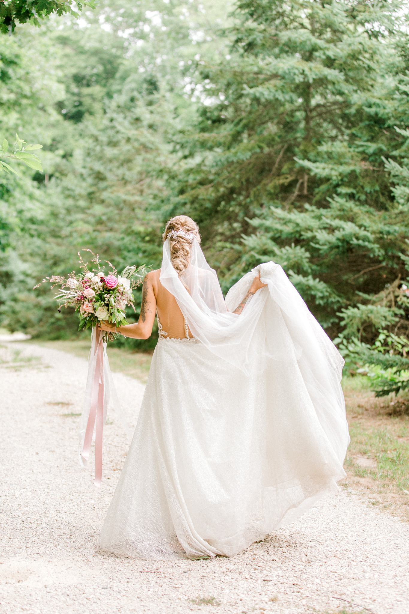 Fairytale Wedding In the Woods | Beauty and the Beast themed Wedding | Barn Wedding Reception | Low Back Wedding Dress | Light & Airy Wedding Photography | West Michigan Wedding Photographer