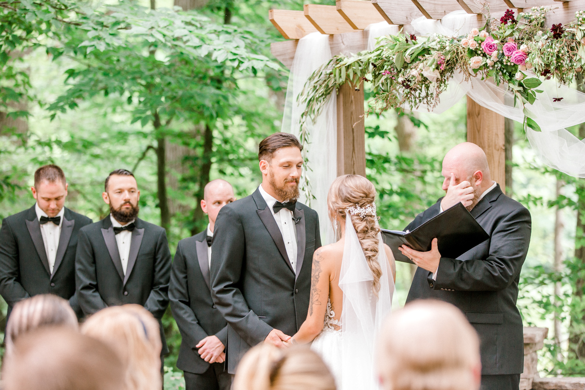 Fairytale Wedding In the Woods | Beauty and the Beast themed Wedding | Barn Wedding Reception | Low Back Wedding Dress | Light & Airy Wedding Photography | West Michigan Wedding Photographer