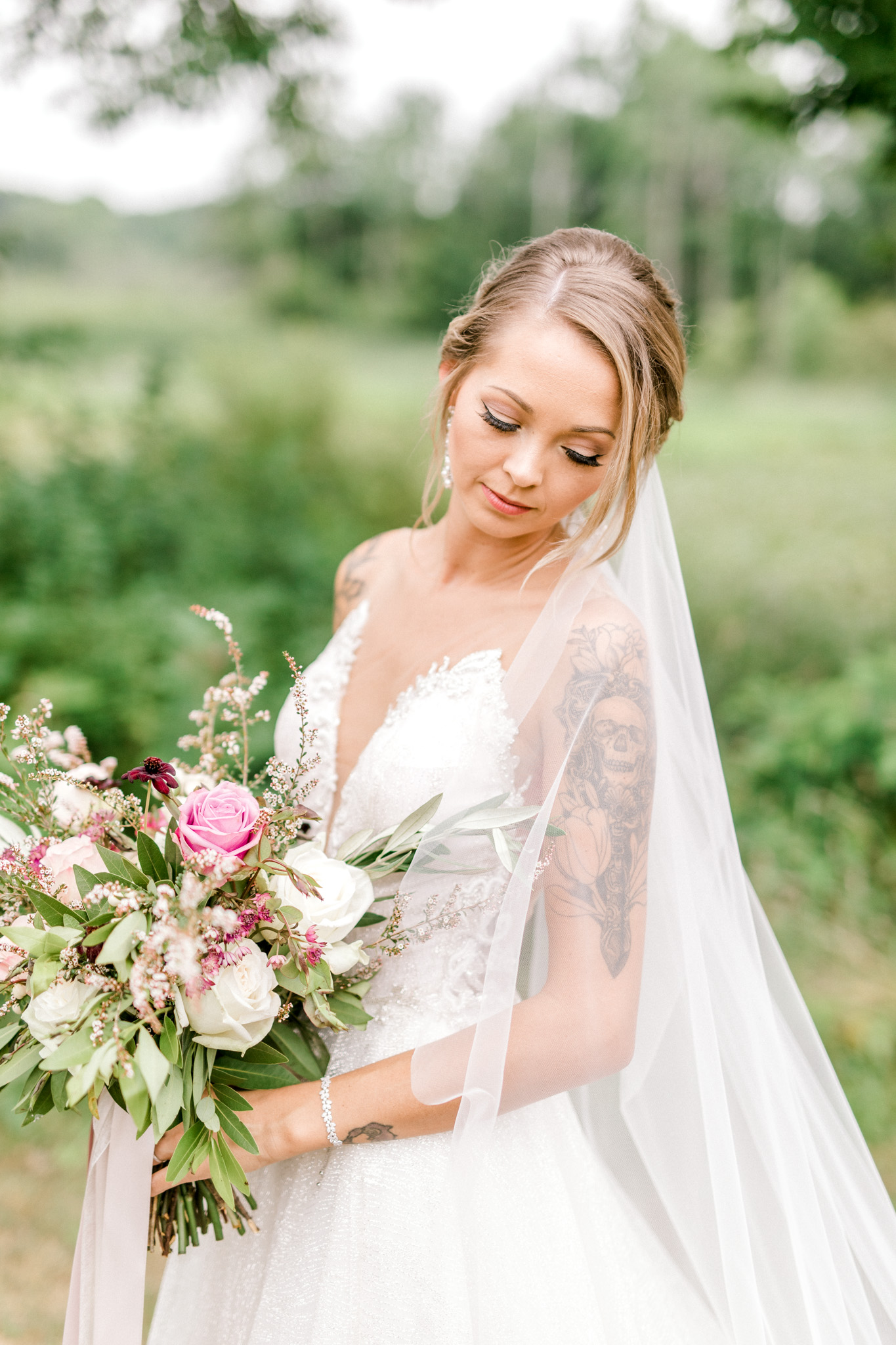 Fairytale Wedding In the Woods | Beauty and the Beast themed Wedding | Barn Wedding Reception | Low Back Wedding Dress | Light & Airy Wedding Photography | West Michigan Wedding Photographer