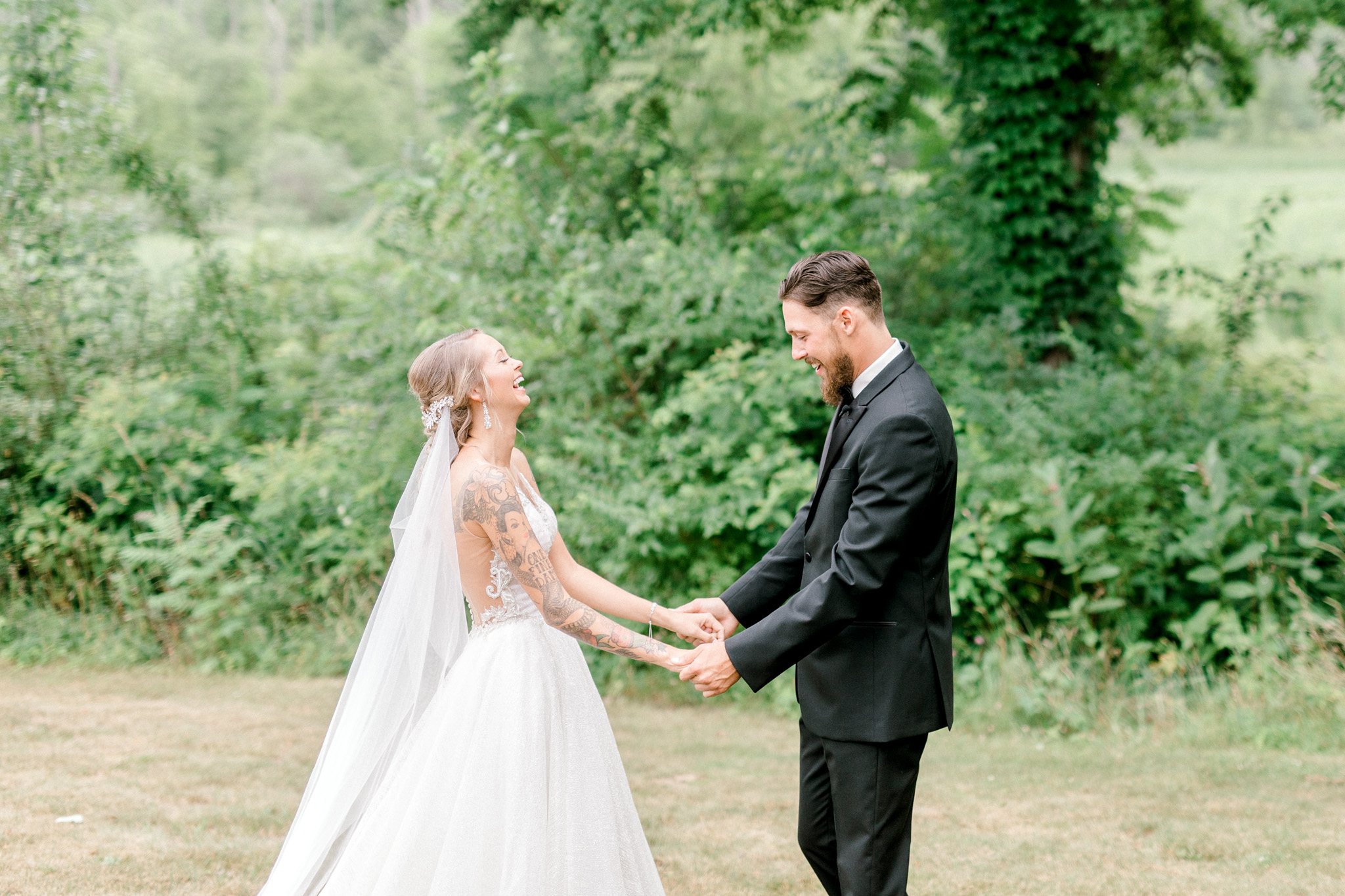 Fairytale Wedding In the Woods | Beauty and the Beast themed Wedding | Barn Wedding Reception | Low Back Wedding Dress | Light & Airy Wedding Photography | West Michigan Wedding Photographer