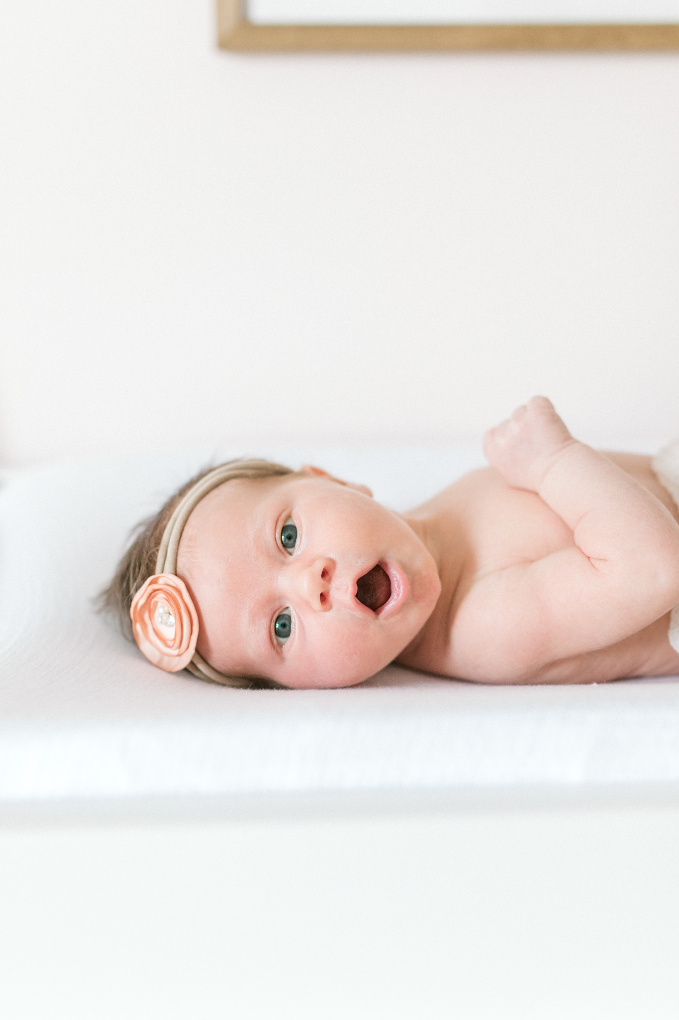 Blush Pink Baby Girl Nursery | Light & Airy Nursery | White, Pink, and Gold Nursery | In-Home Newborn Lifestyle Session | Laurenda Marie Photography