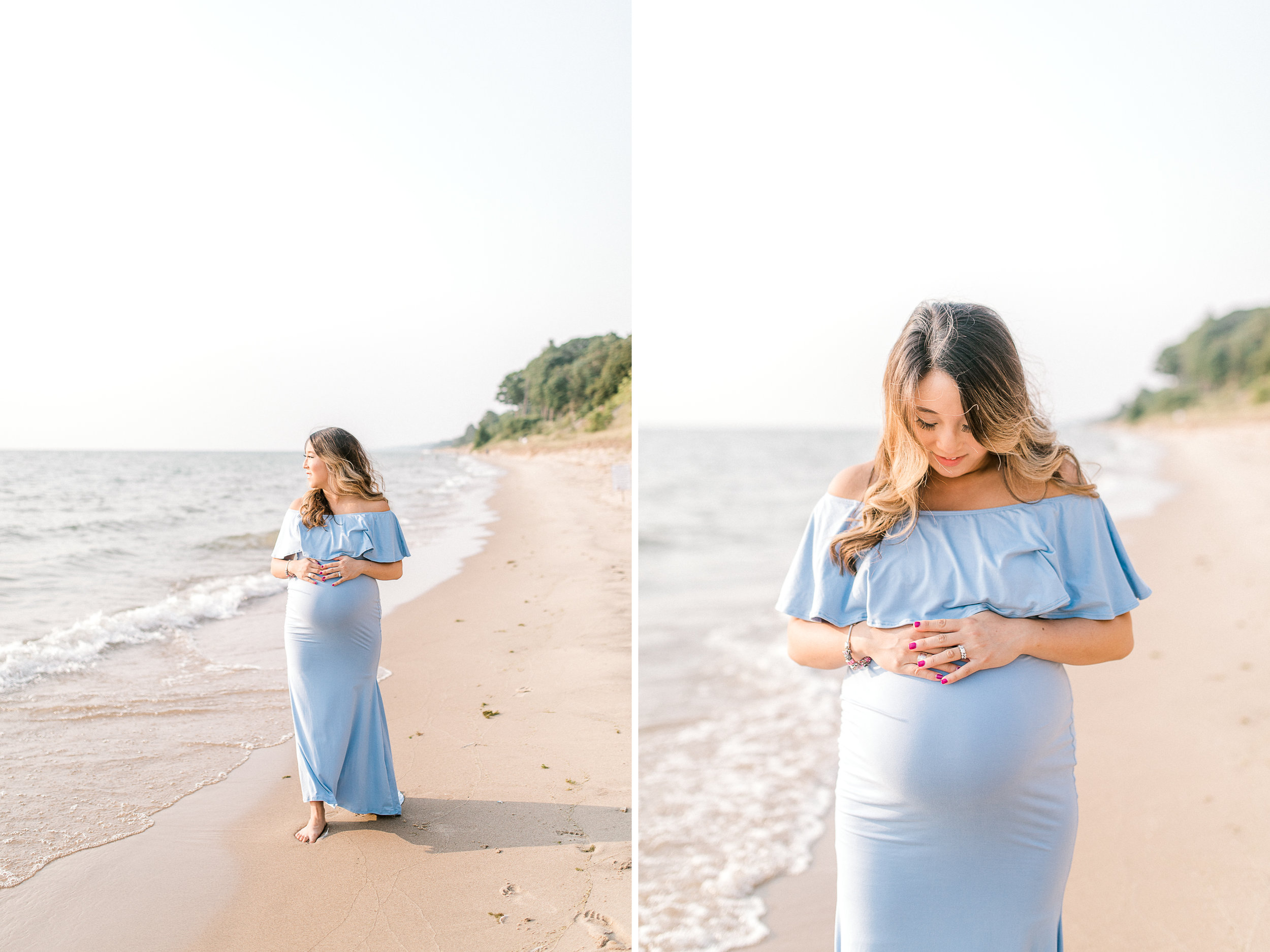 Baby Bump on the Beach | Jacques Family | Lake Michigan | Maternity Fashion | Laurenda Marie Photography