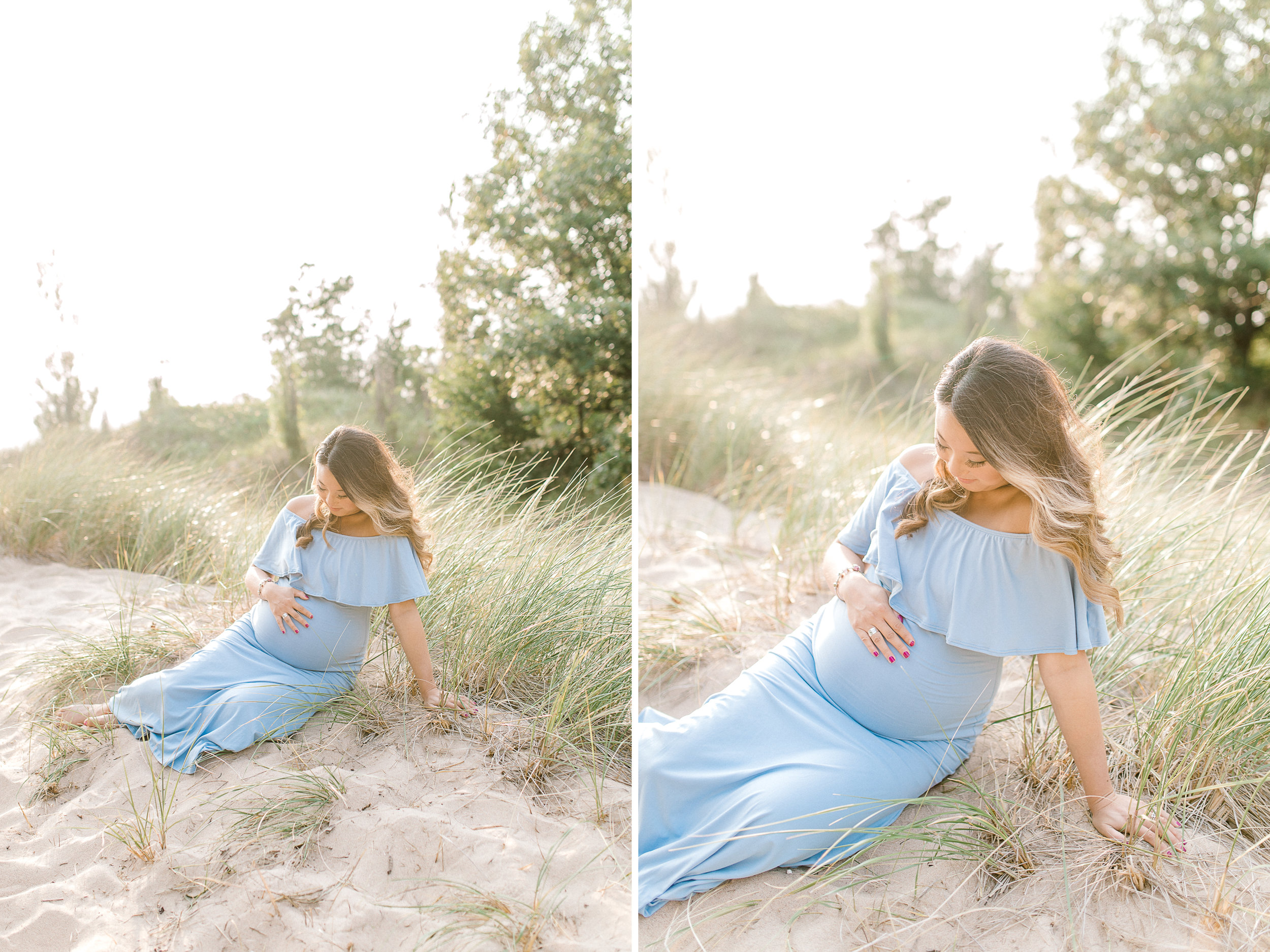 Baby Bump on the Beach | Jacques Family | Lake Michigan | Maternity Fashion | Laurenda Marie Photography