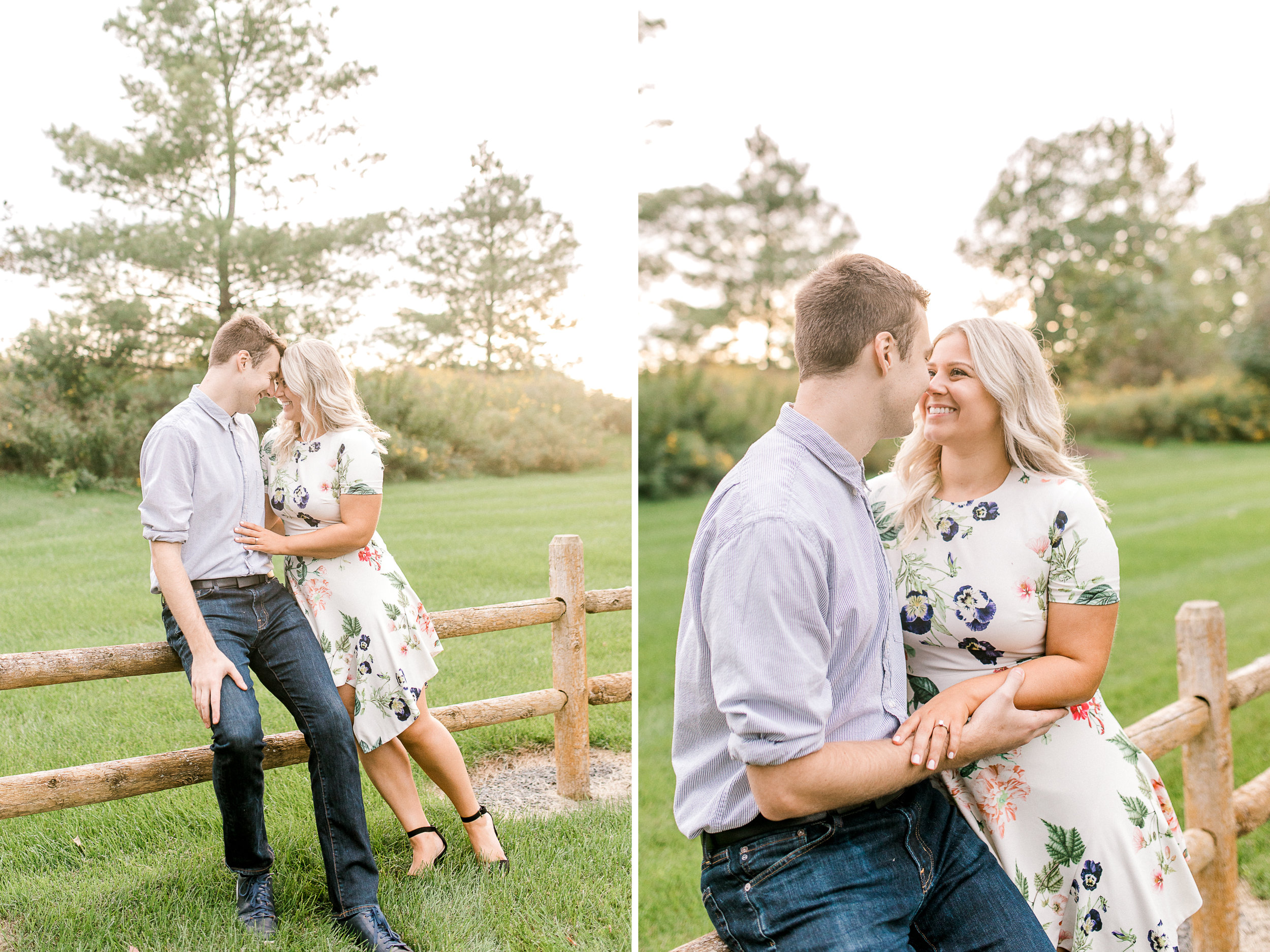Summer engagement session | Wildflowers | Field engagement session | Floral Engagement Dress | West Michigan Wedding Photography