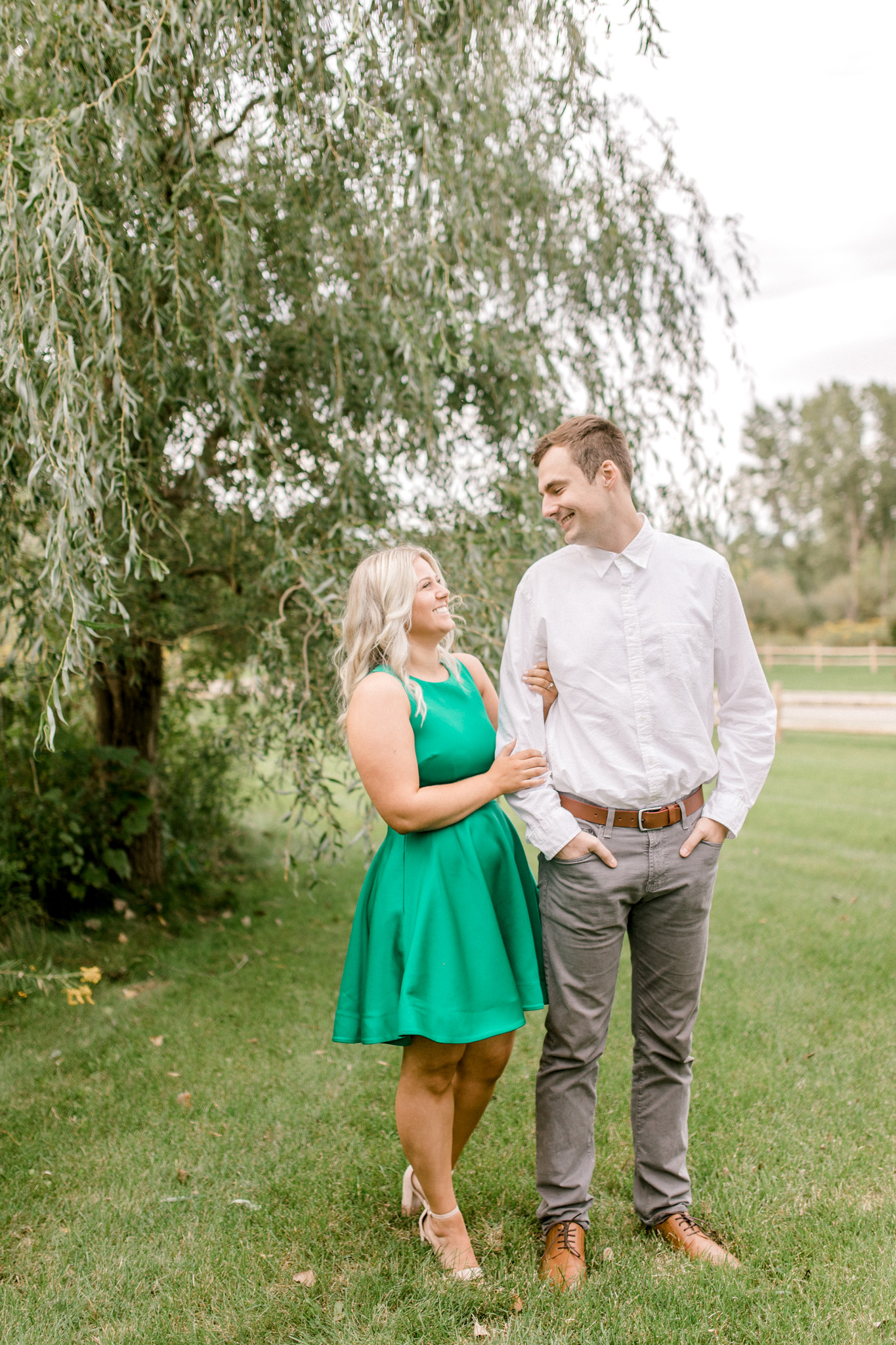 Summer engagement session | Wildflowers | Field engagement session | Floral Engagement Dress | West Michigan Wedding Photography